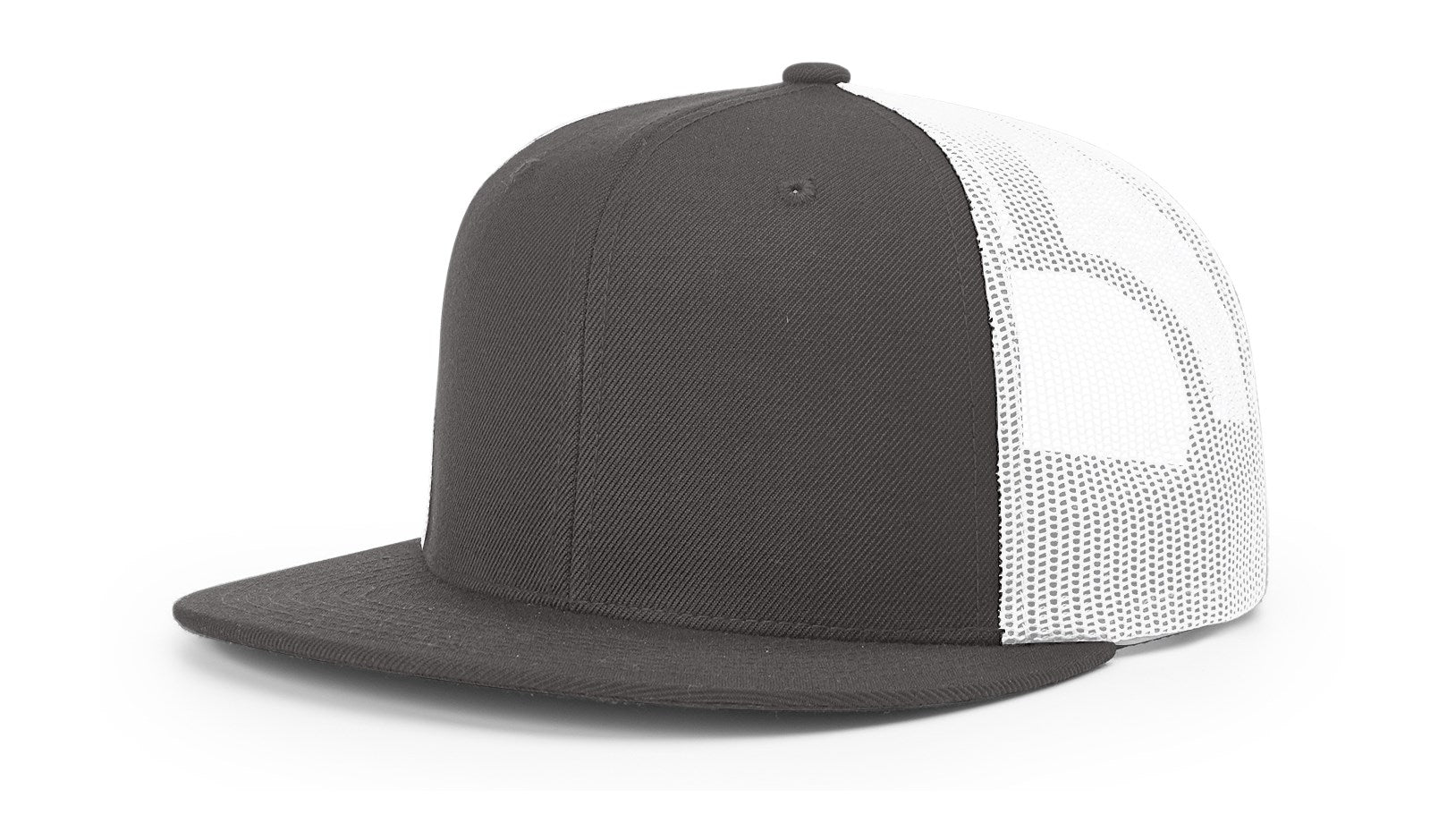 Charcoal and white Richardson 112 blank trucker hat with mesh back.