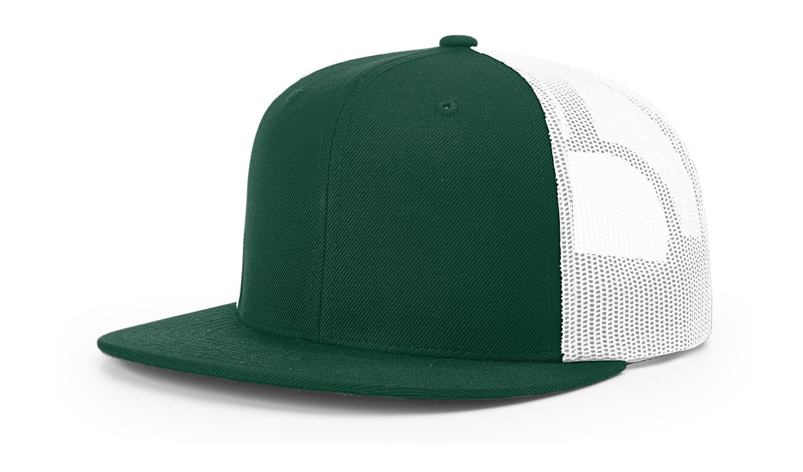 Dark green Richardson 511 Wool Blend Trucker Cap with white mesh back.