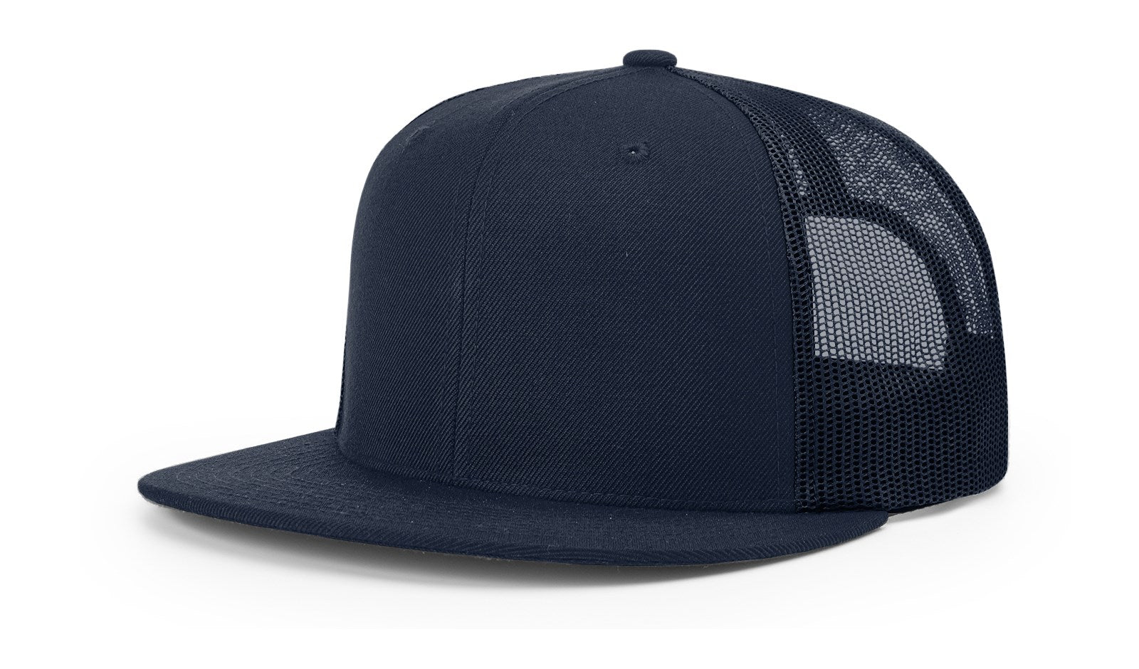 Navy Richardson 112 blank trucker hat by The Hometown Co. with mesh back.
