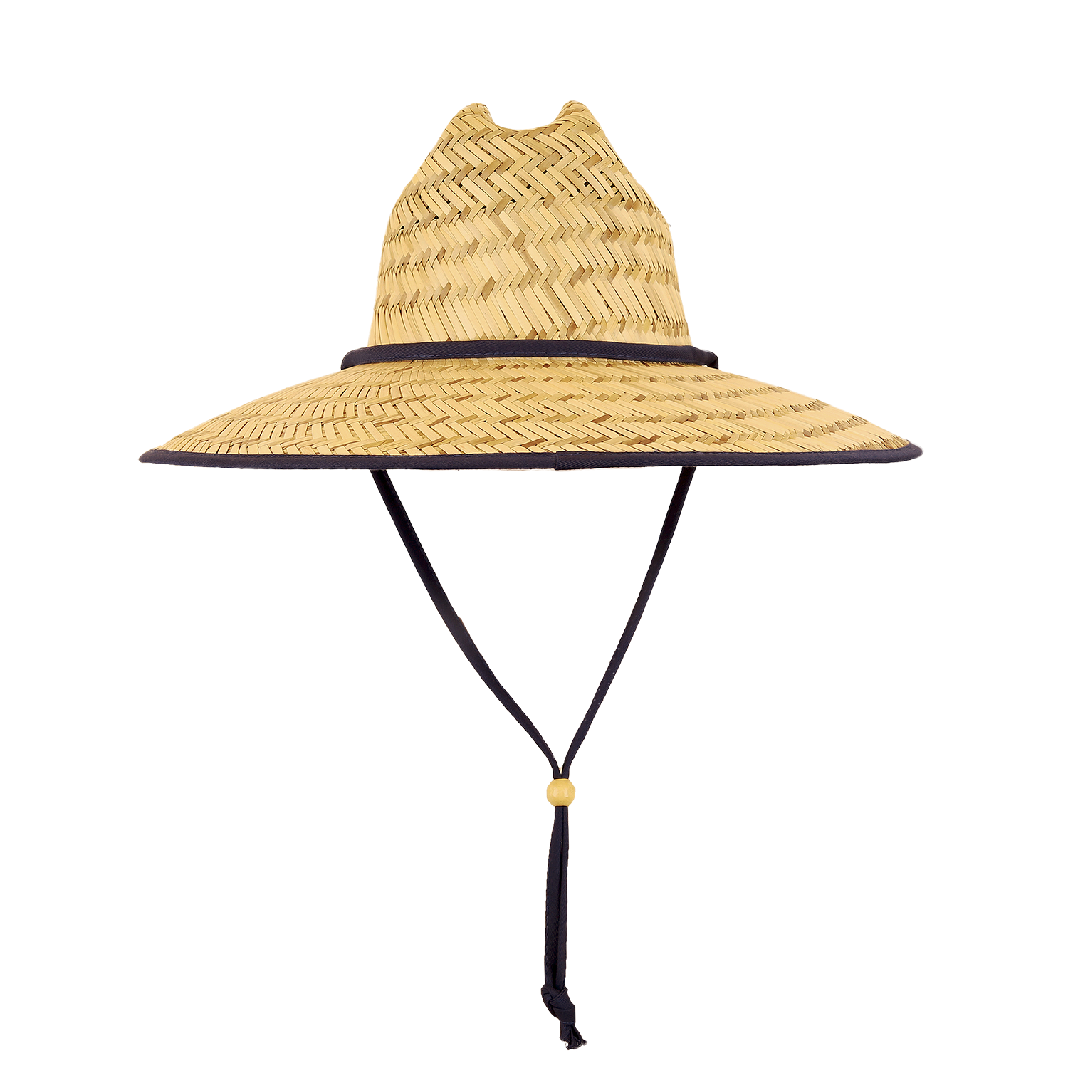 Decky Mat Straw Lifeguard Hat with USA flag patch on brim.