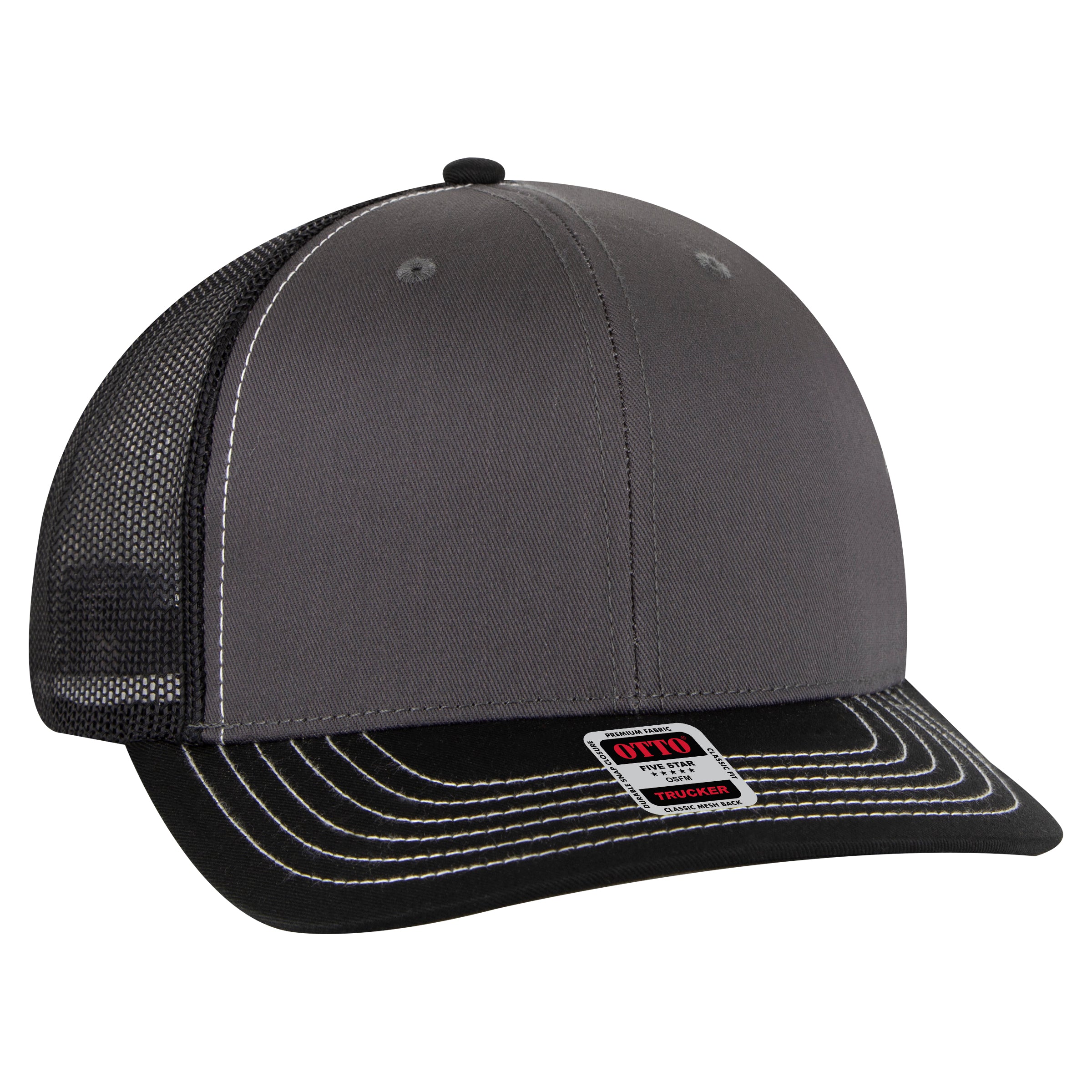 112-1 OTTO Cap 6 Panel Mid Profile Mesh Back Trucker Hat