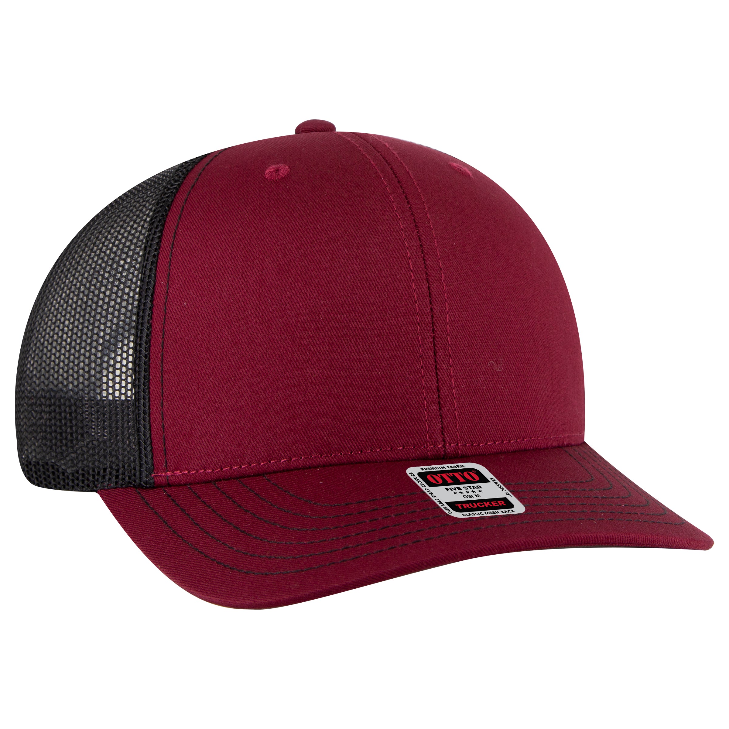 112-1 OTTO Cap 6 Panel Mid Profile Mesh Back Trucker Hat