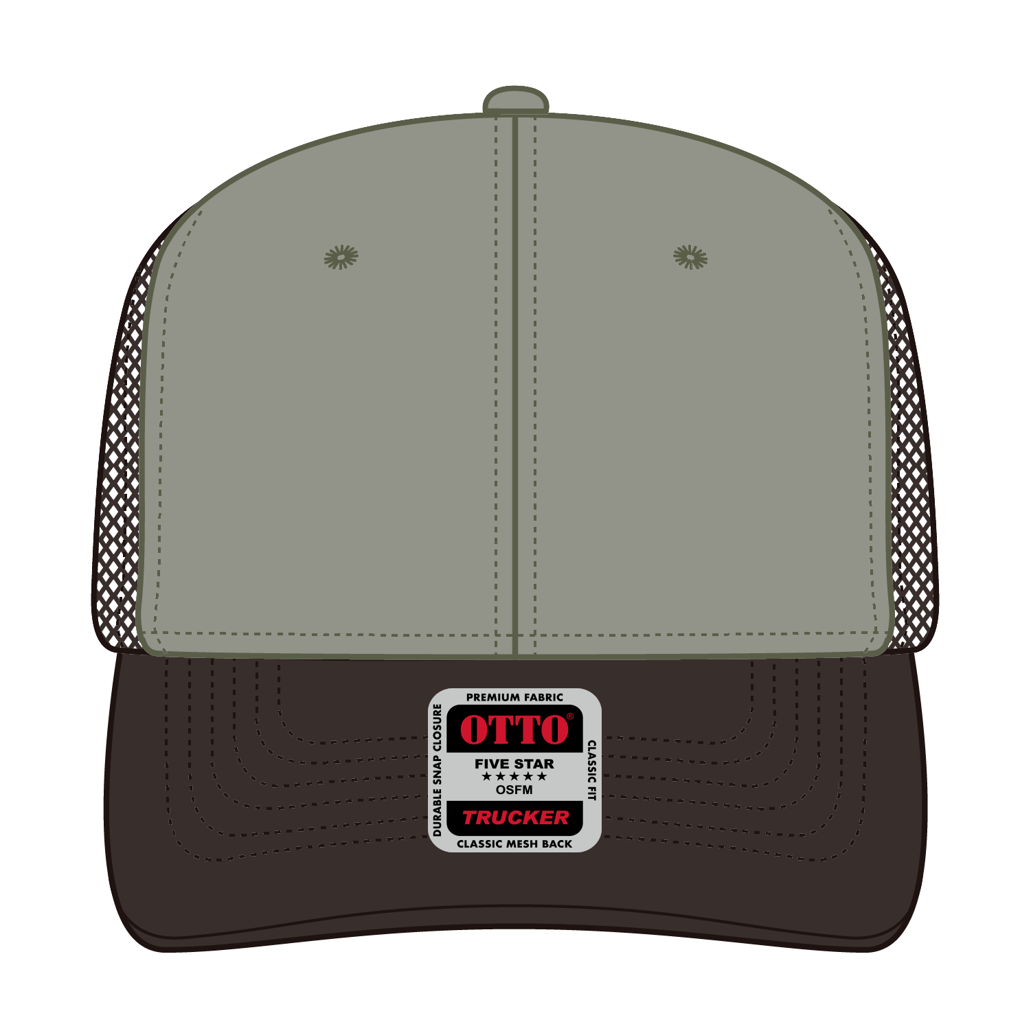 112-1 OTTO Cap 6 Panel Mid Profile Mesh Back Trucker Hat