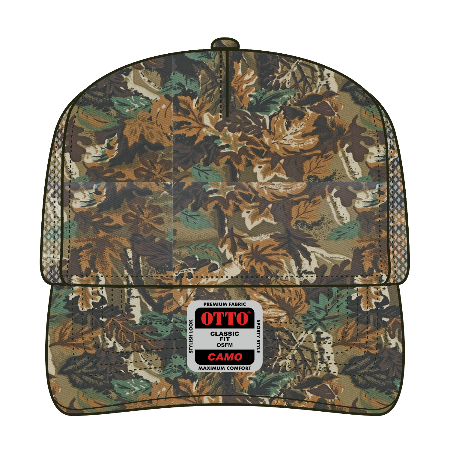 47-049 OTTO CAP Camouflage 5 Panel Mid Crown Mesh Back Trucker Hat