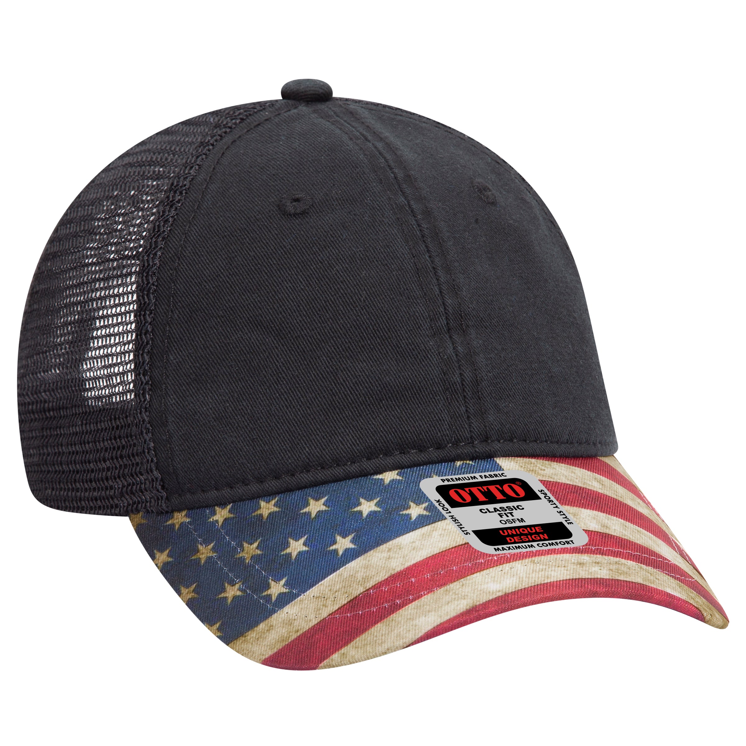 121-1281 OTTO CAP 6 Panel Low Profile Mesh Back Trucker Dad Hat