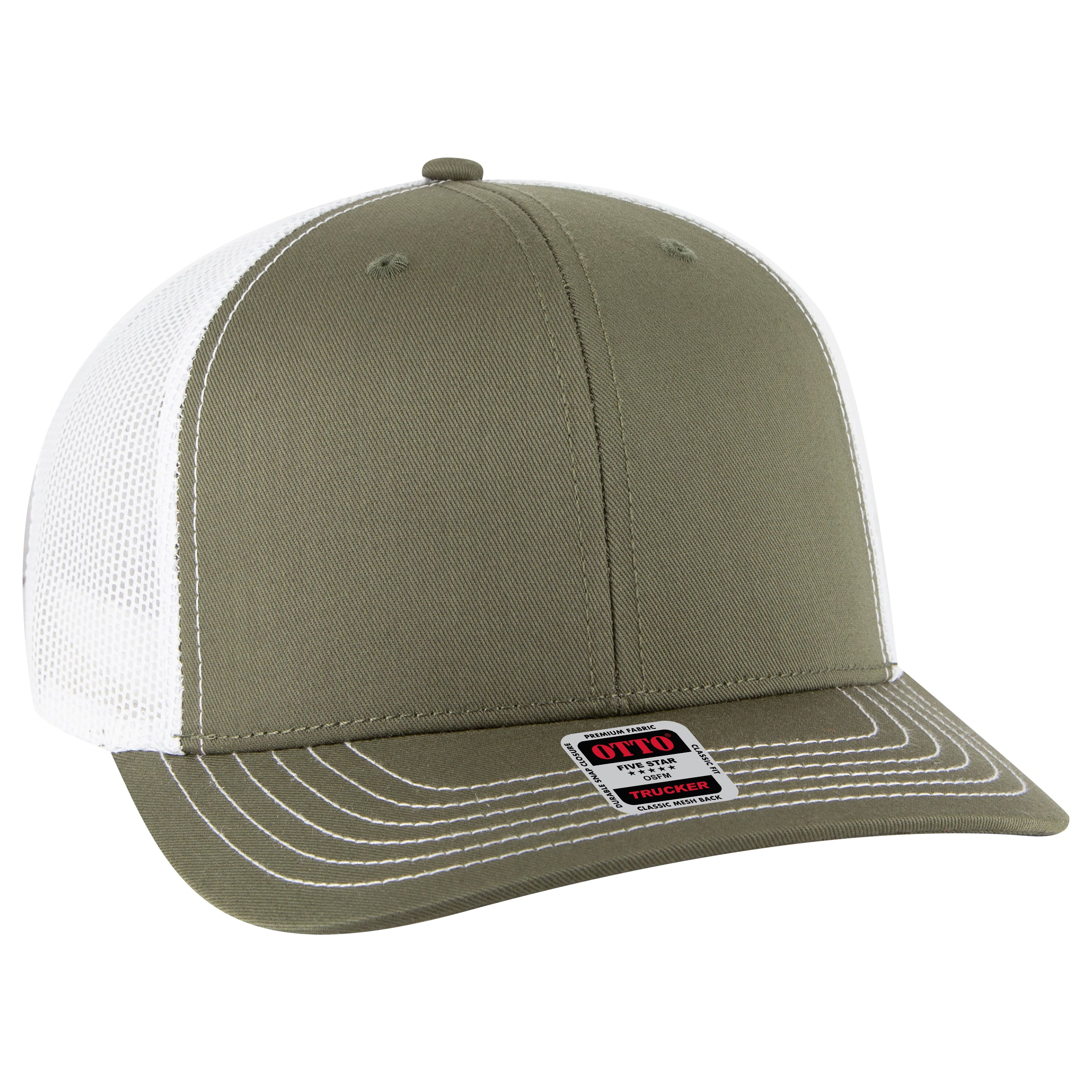 112-1 OTTO Cap 6 Panel Mid Profile Mesh Back Trucker Hat