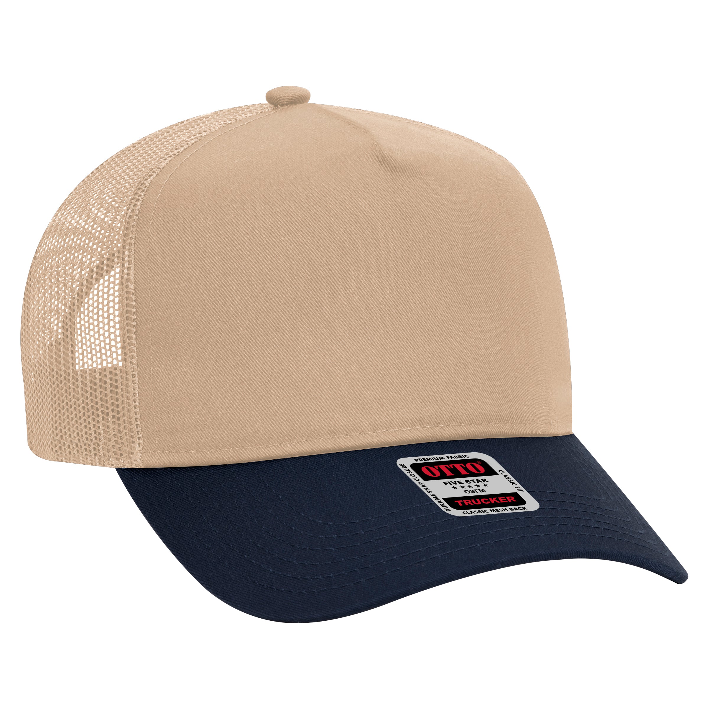 32-285 OTTO CAP 5 Panel Mid Profile Mesh Back Trucker Hat