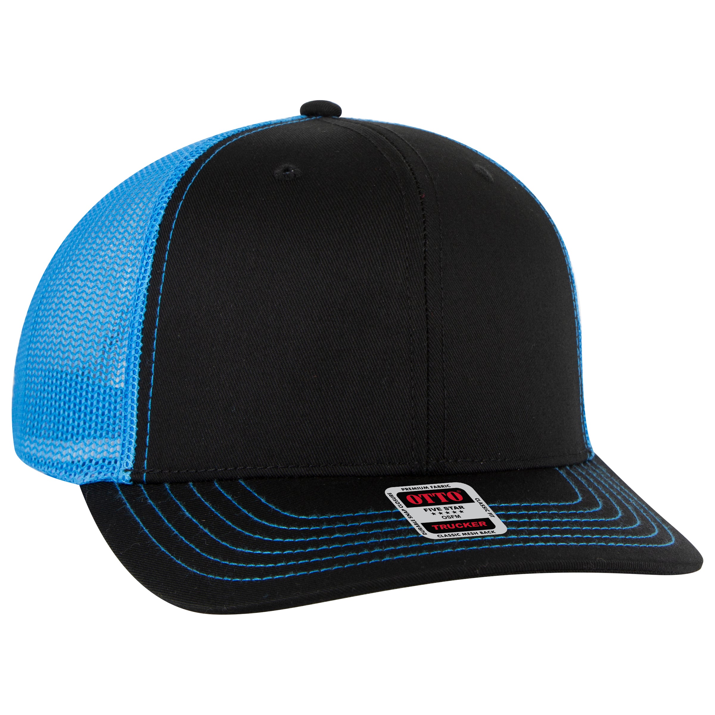 112-1 OTTO Cap 6 Panel Mid Profile Mesh Back Trucker Hat