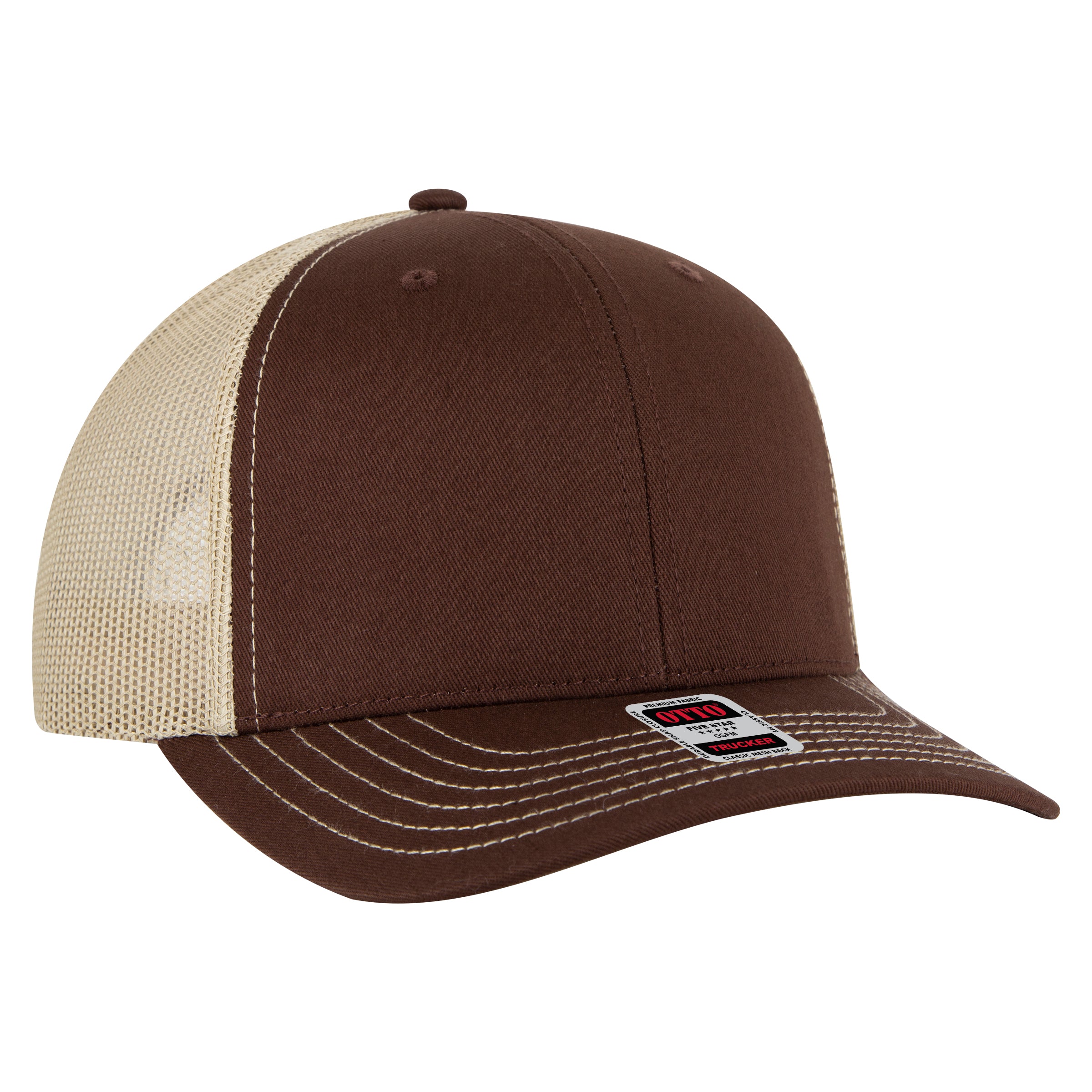112-1 OTTO Cap 6 Panel Mid Profile Mesh Back Trucker Hat