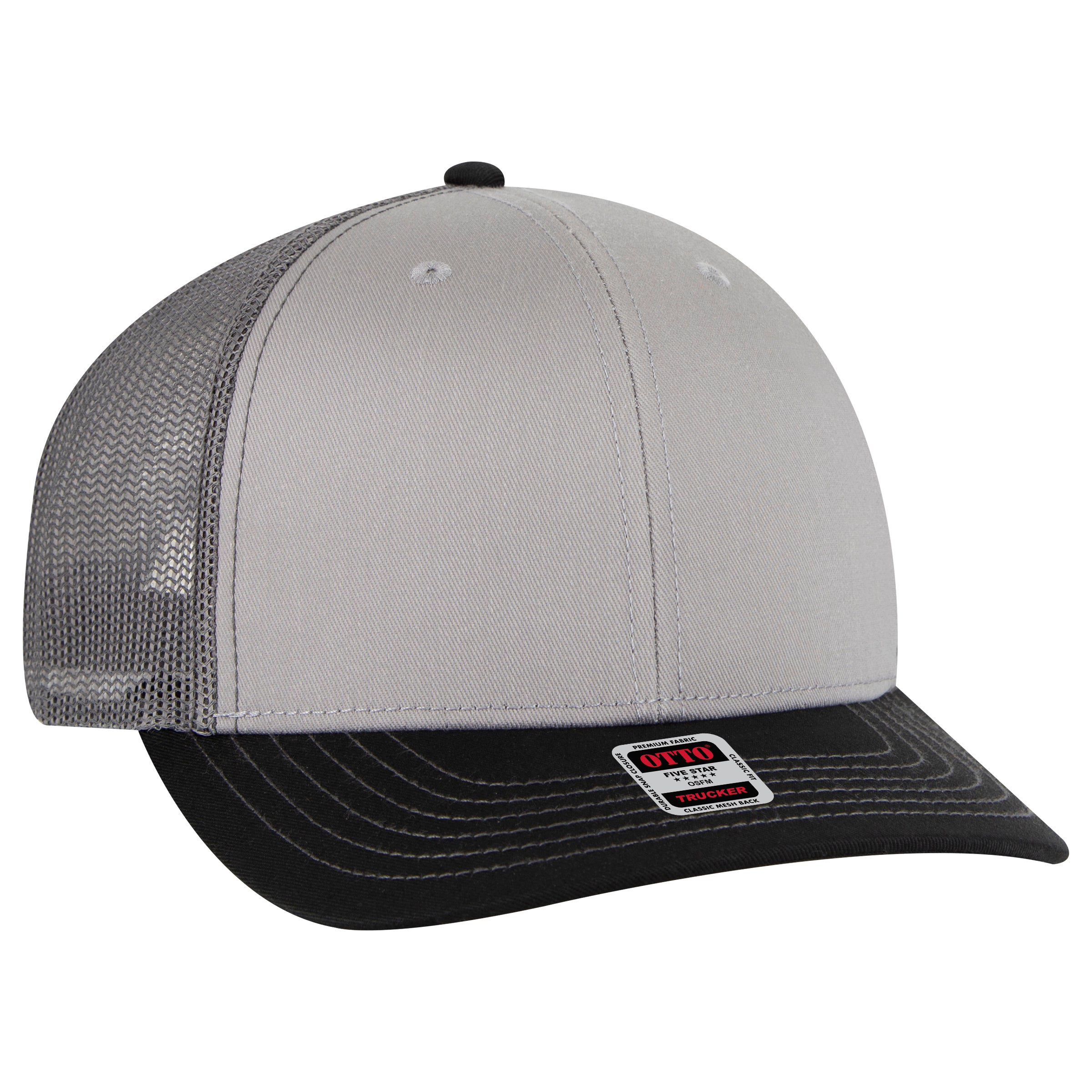 112-1 OTTO Cap 6 Panel Mid Profile Mesh Back Trucker Hat