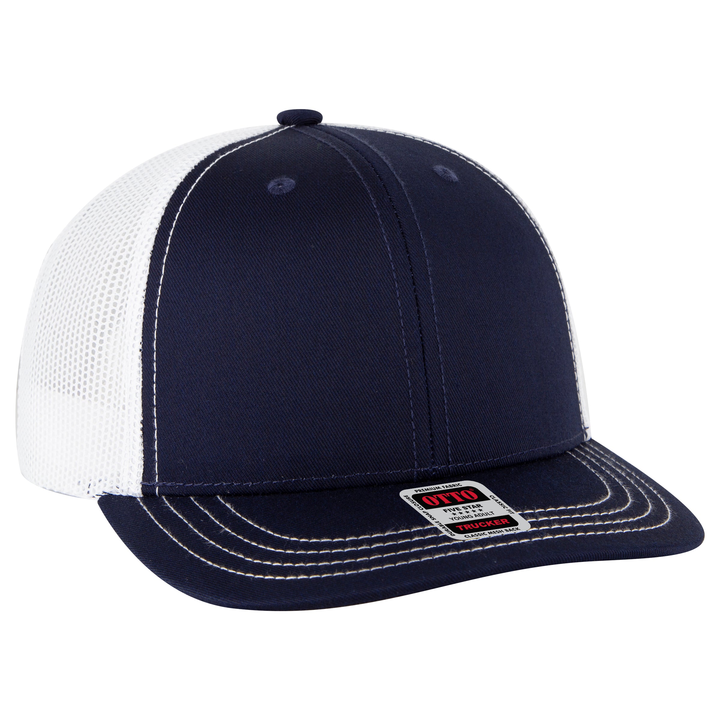 112-1 OTTO Cap 6 Panel Mid Profile Mesh Back Trucker Hat