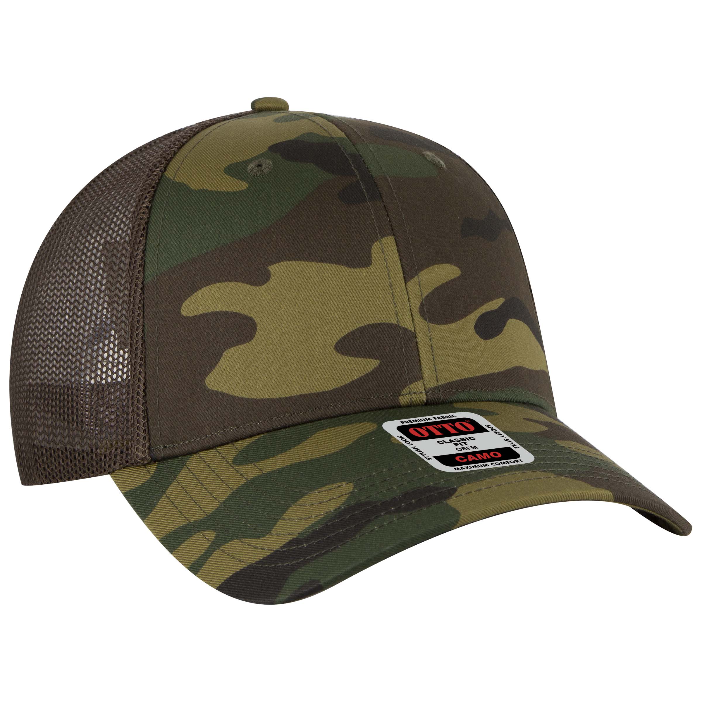 105-1247 OTTO CAP Camouflage 6 Panel Low Profile Mesh Back Trucker Hat