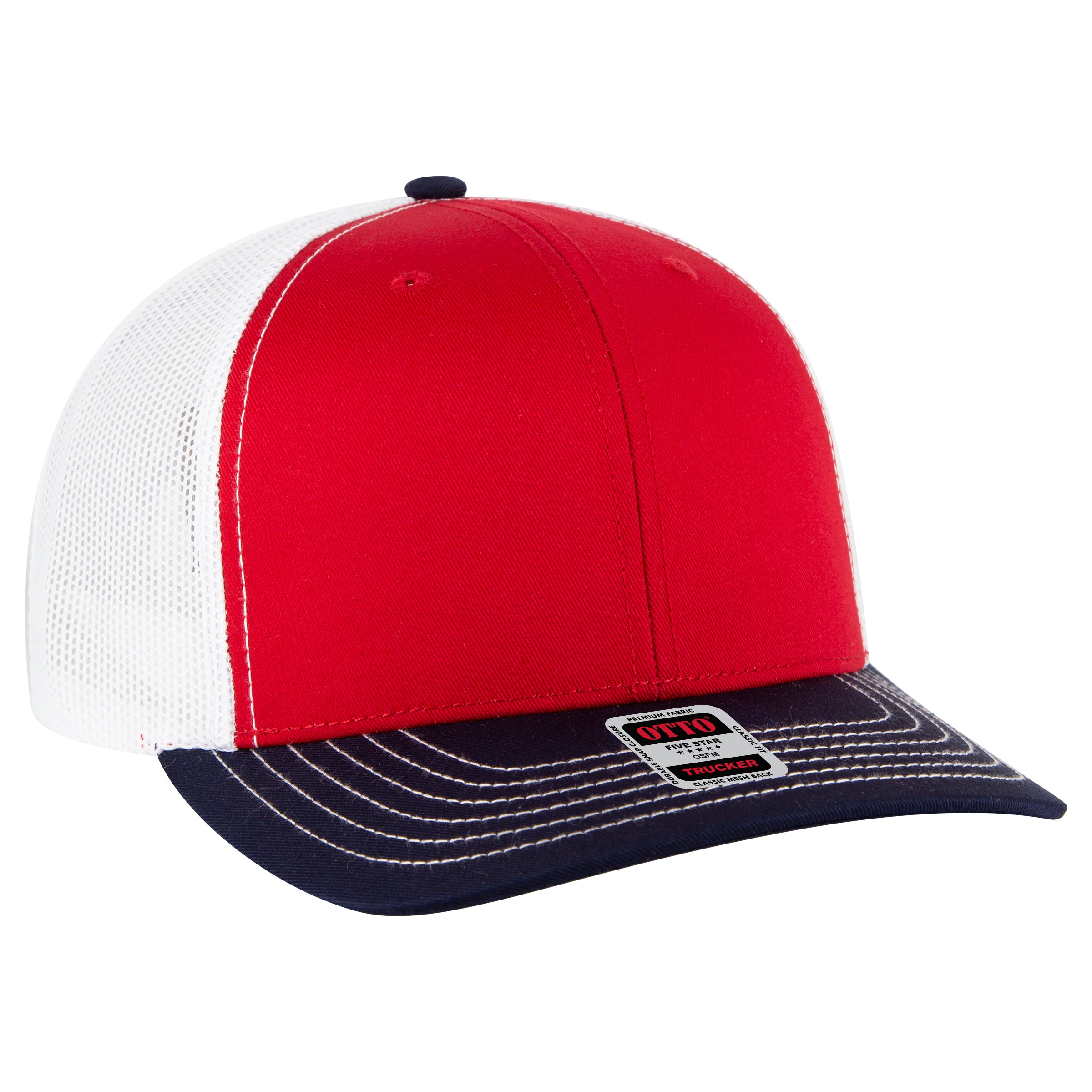 112-1 OTTO Cap 6 Panel Mid Profile Mesh Back Trucker Hat