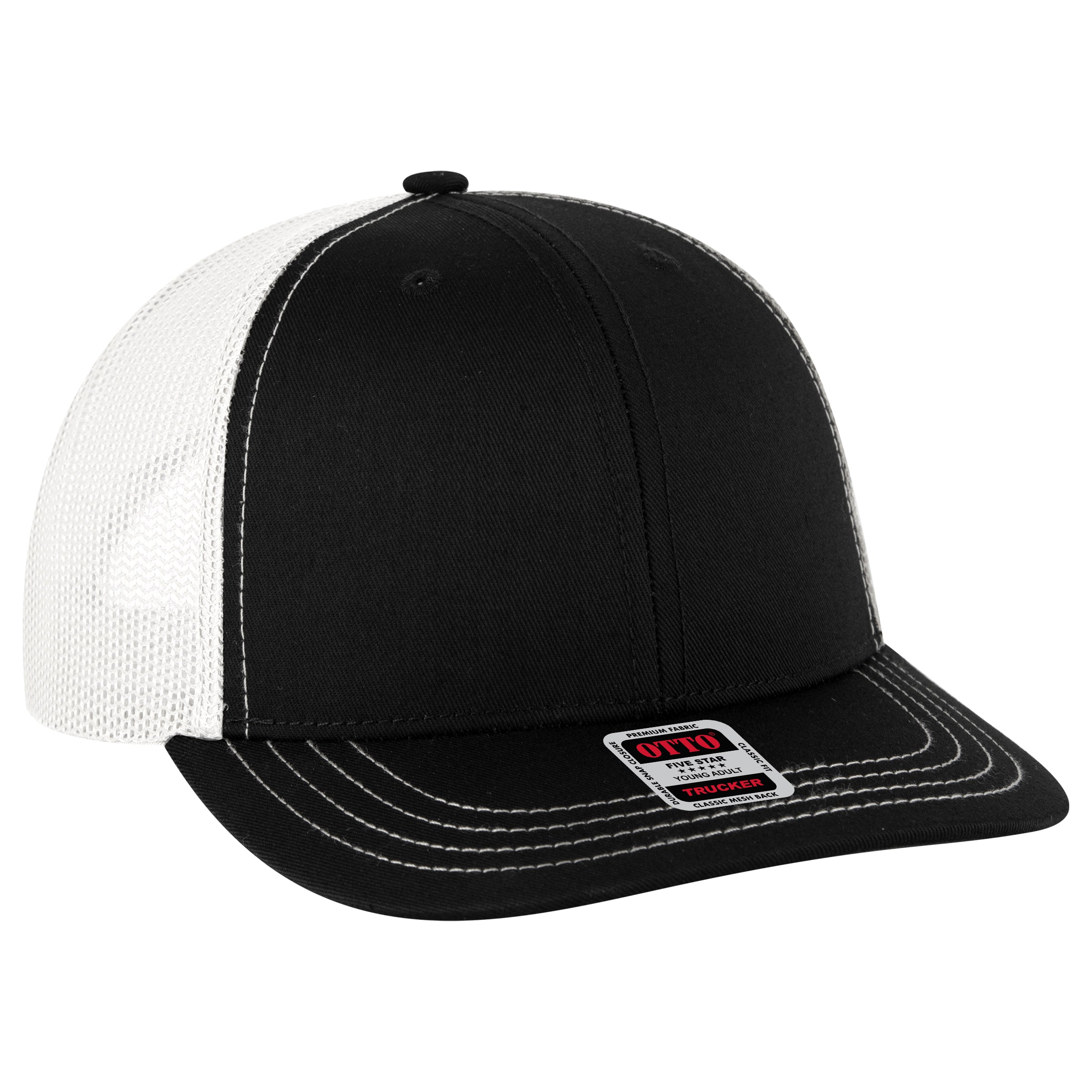 112-1 OTTO Cap 6 Panel Mid Profile Mesh Back Trucker Hat