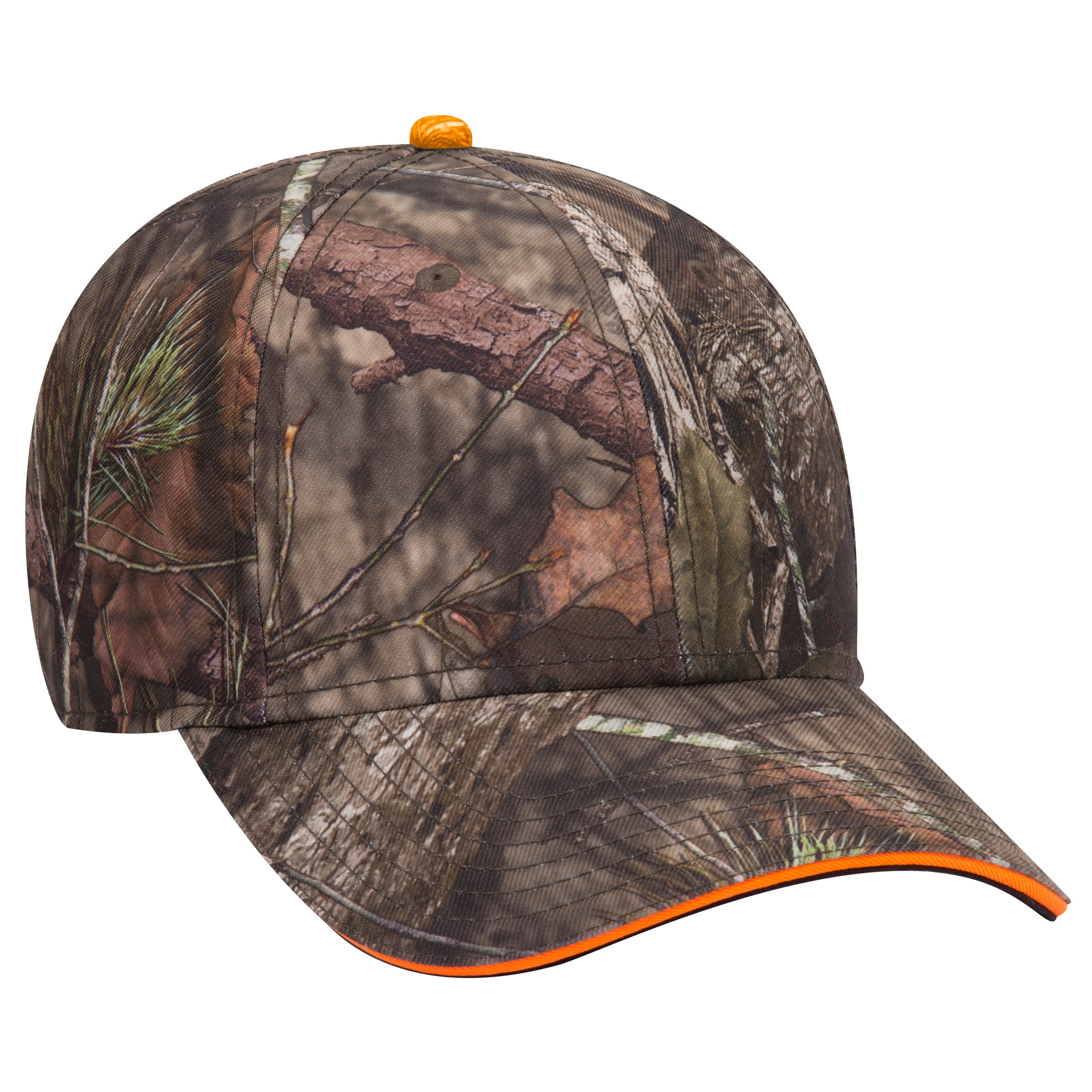 171-1294 OTTO CAP Mossy Oak Camouflage Superior Polyester Twill Sandwich Visor 6 Panel Low Profile Baseball