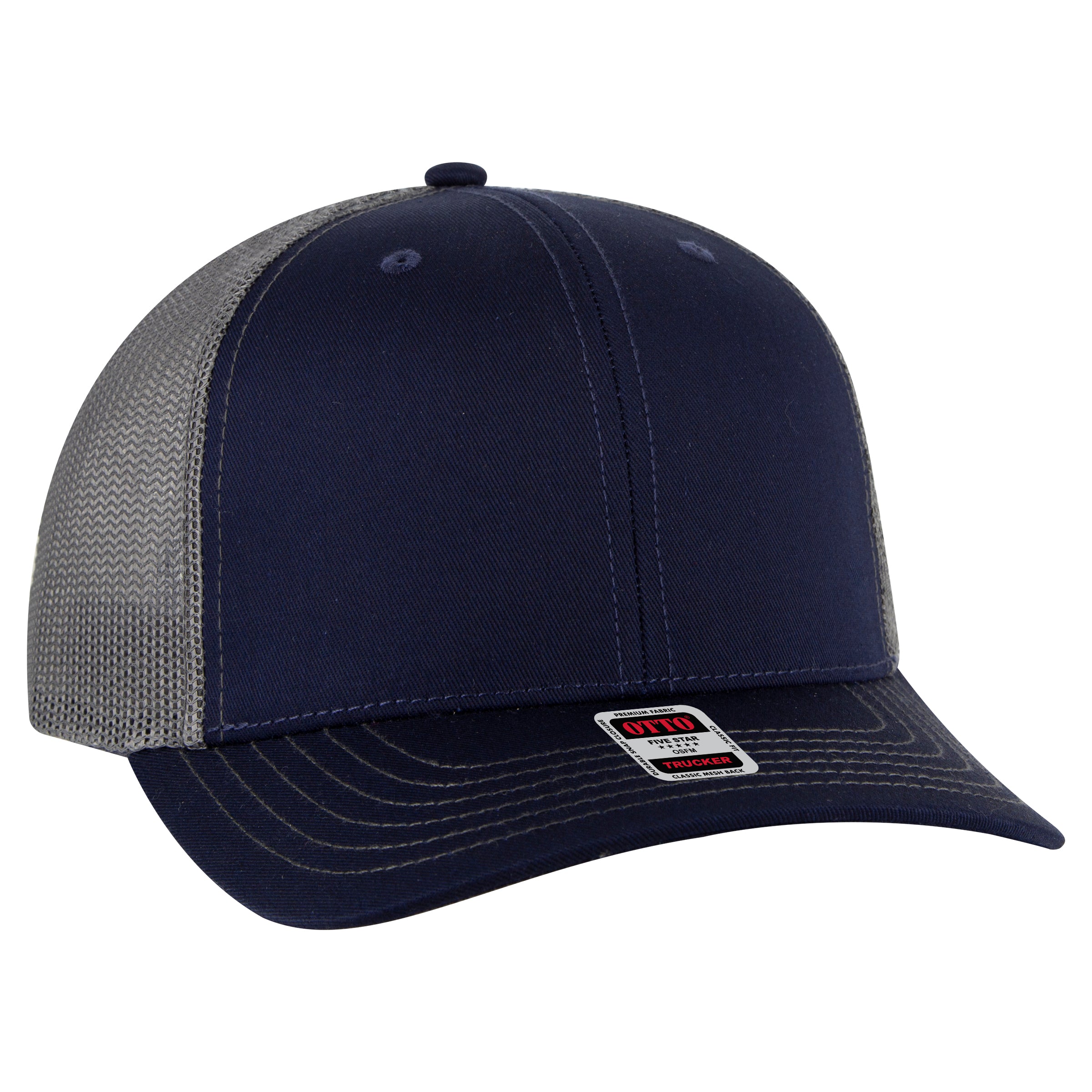 112-1 OTTO Cap 6 Panel Mid Profile Mesh Back Trucker Hat