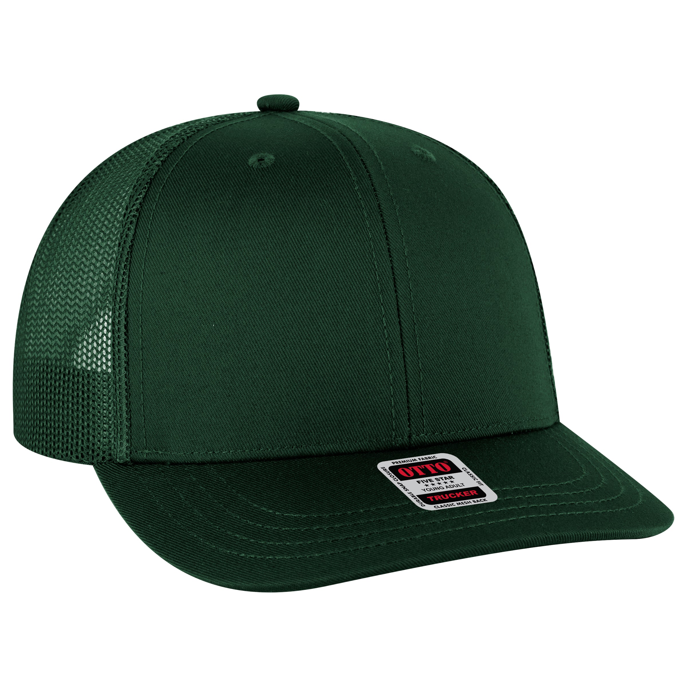 112-1 OTTO Cap 6 Panel Mid Profile Mesh Back Trucker Hat
