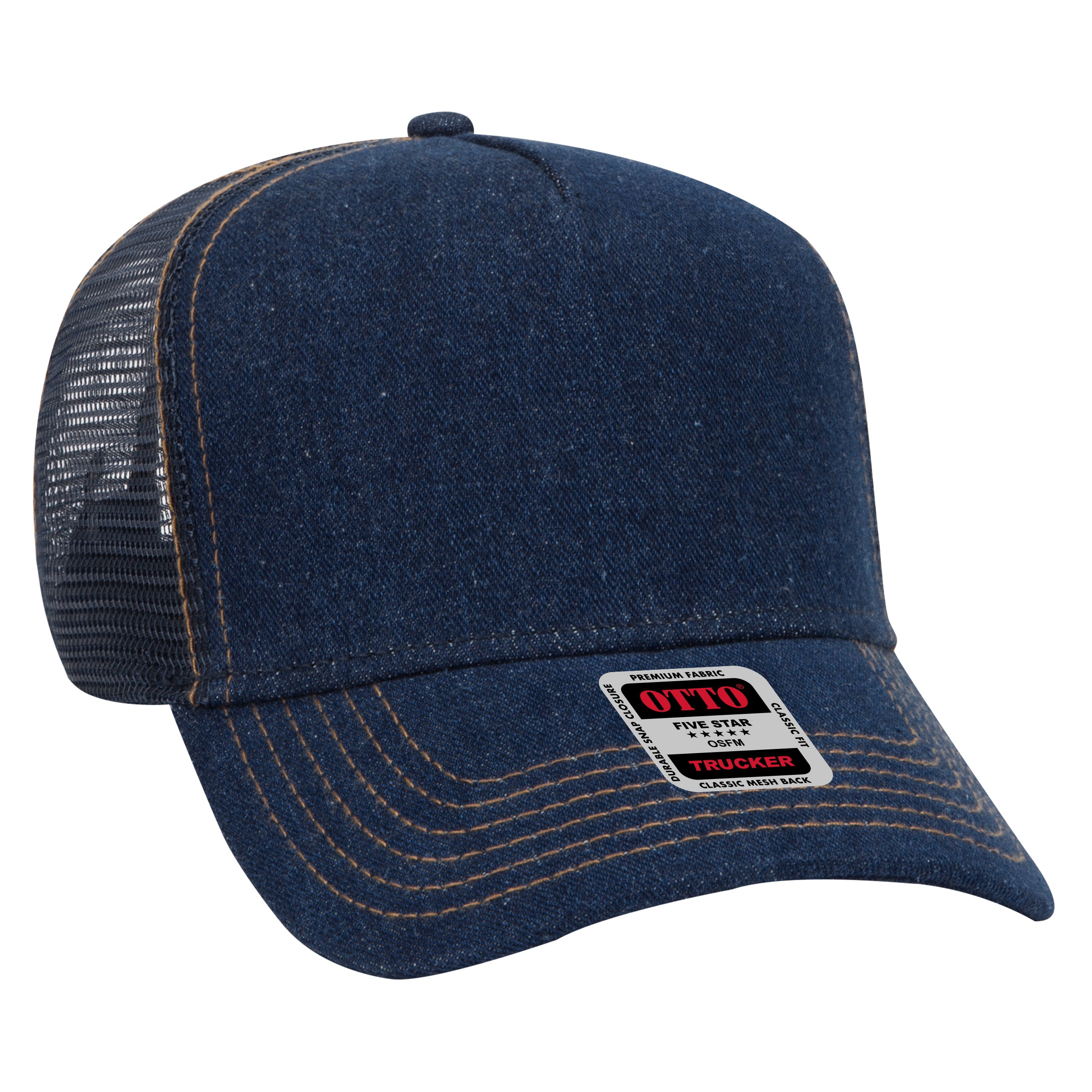 32-285 OTTO CAP 5 Panel Mid Profile Mesh Back Trucker Hat