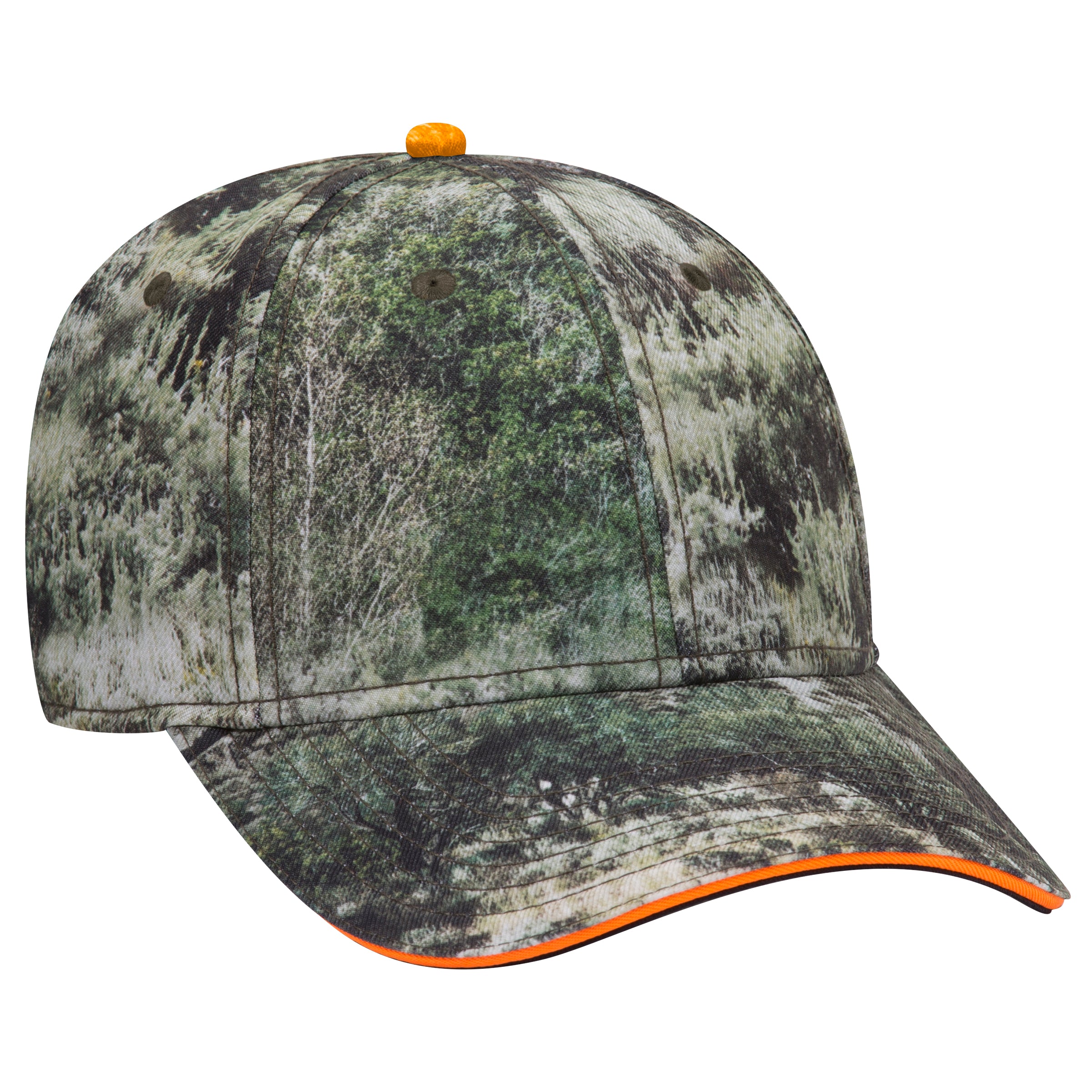171-1294 OTTO CAP Mossy Oak Camouflage Superior Polyester Twill Sandwich Visor 6 Panel Low Profile Baseball