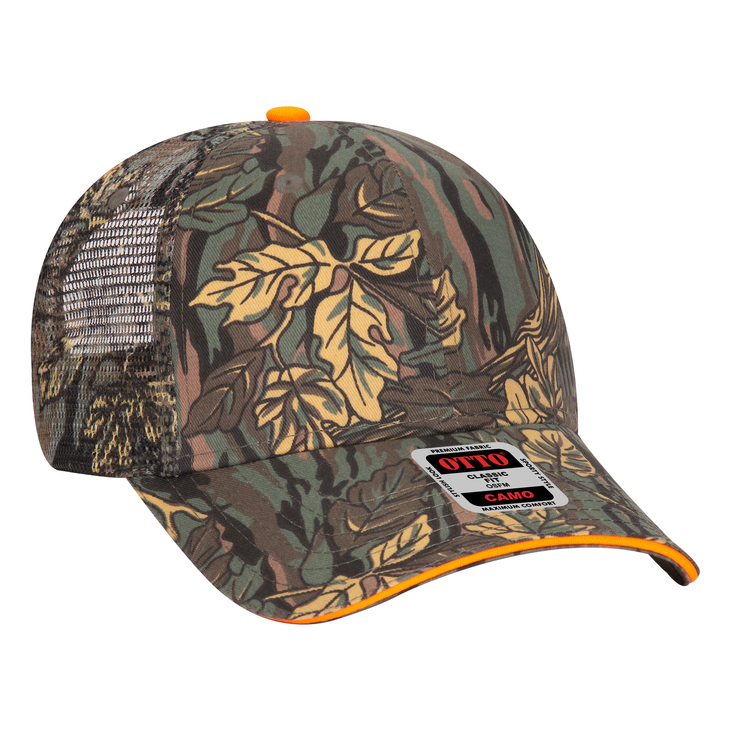 106-752 OTTO CAP Camouflage 6 Panel Low Profile Mesh Back Trucker Hat