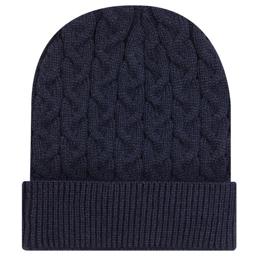 Otto Cap Cable Knit Beanie in gray, displayed on a white background.