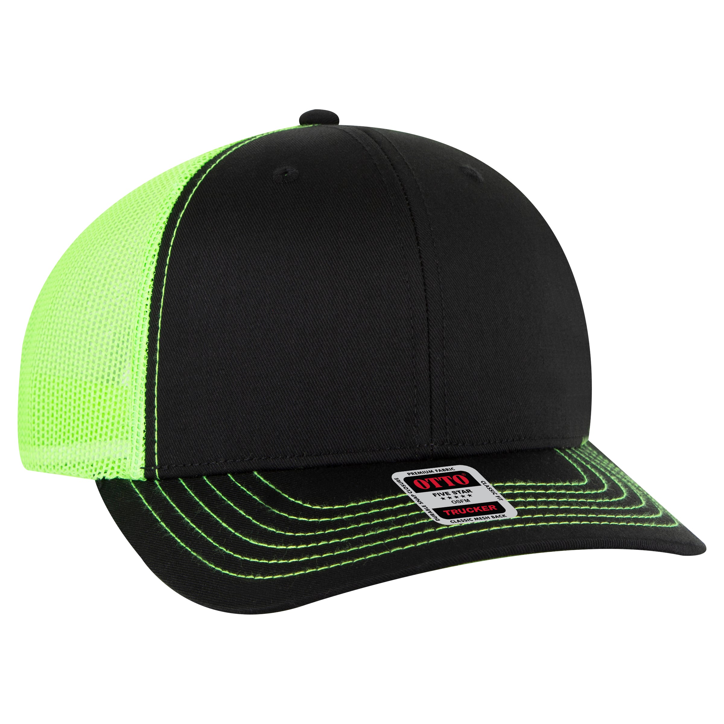 112-1 OTTO Cap 6 Panel Mid Profile Mesh Back Trucker Hat