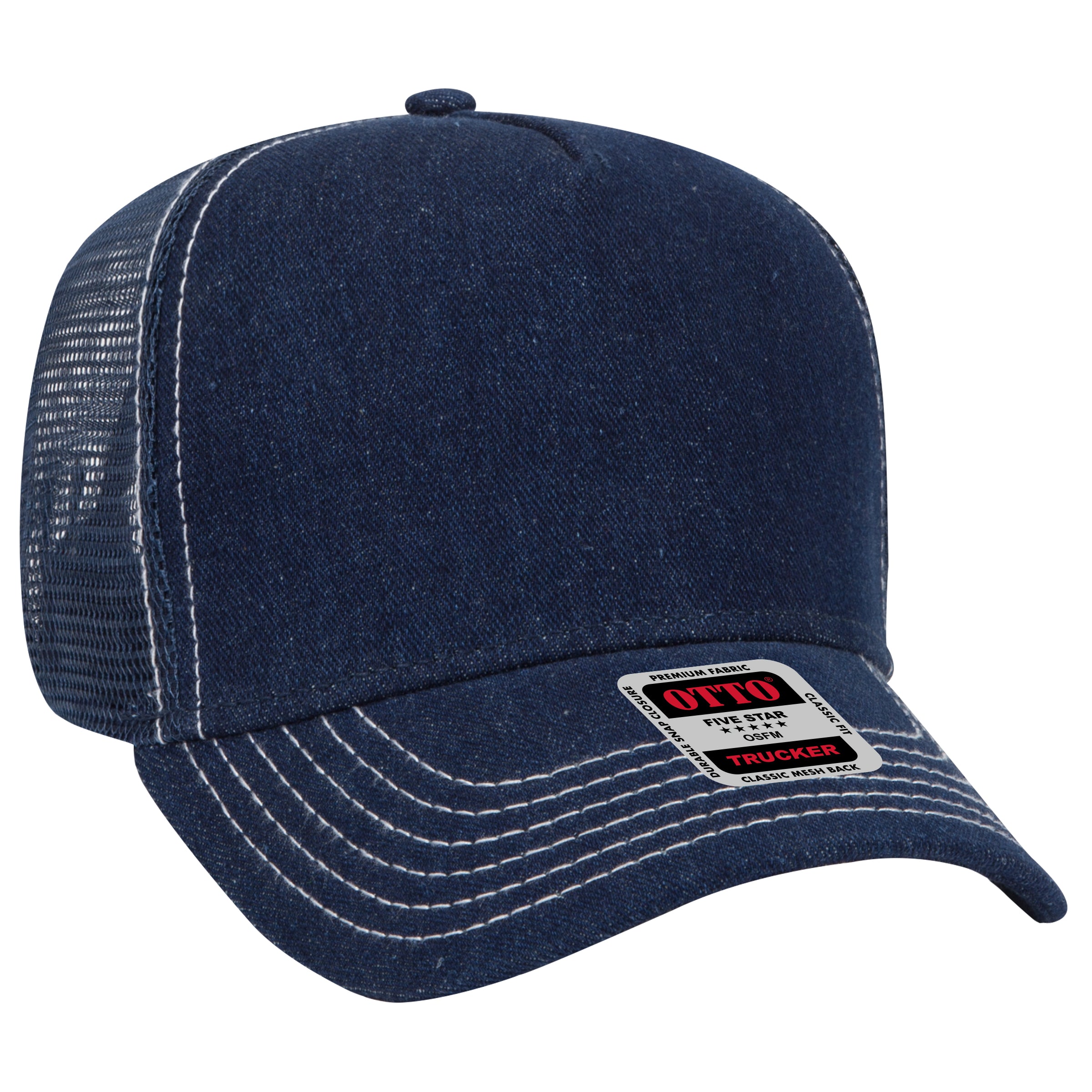 32-285 OTTO CAP 5 Panel Mid Profile Mesh Back Trucker Hat