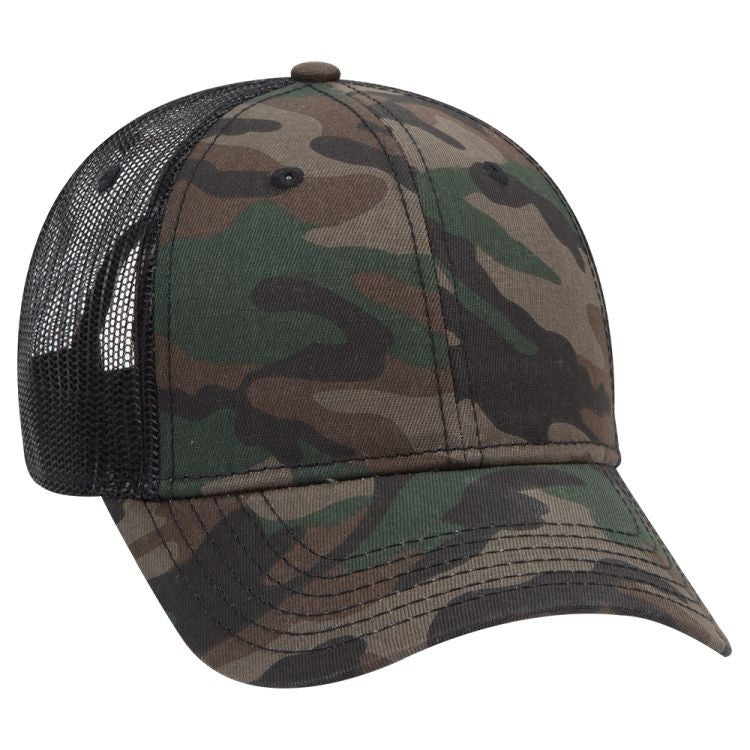 105-1247 OTTO CAP Camouflage 6 Panel Low Profile Mesh Back Trucker Hat