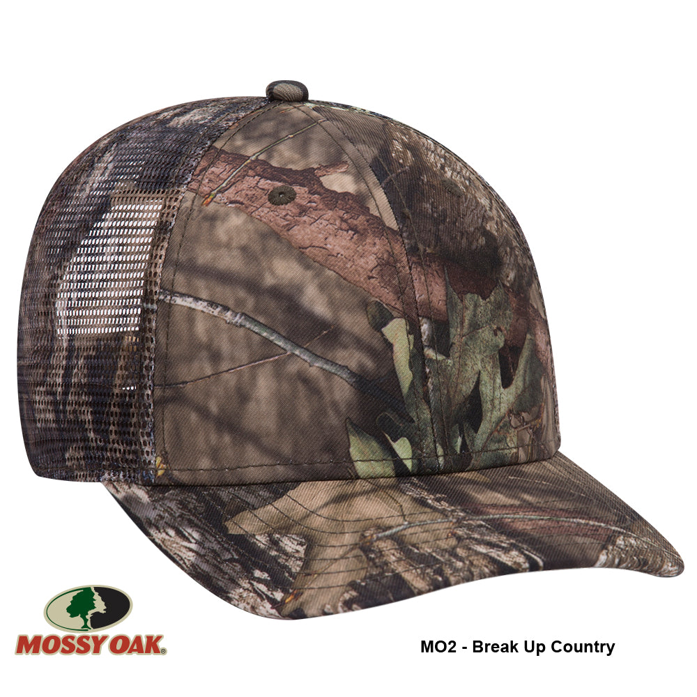 171-1292 OTTO CAP Mossy Oak Camouflage Superior Polyester Twill 6 Panel Low Profile Mesh Back Baseball Cap