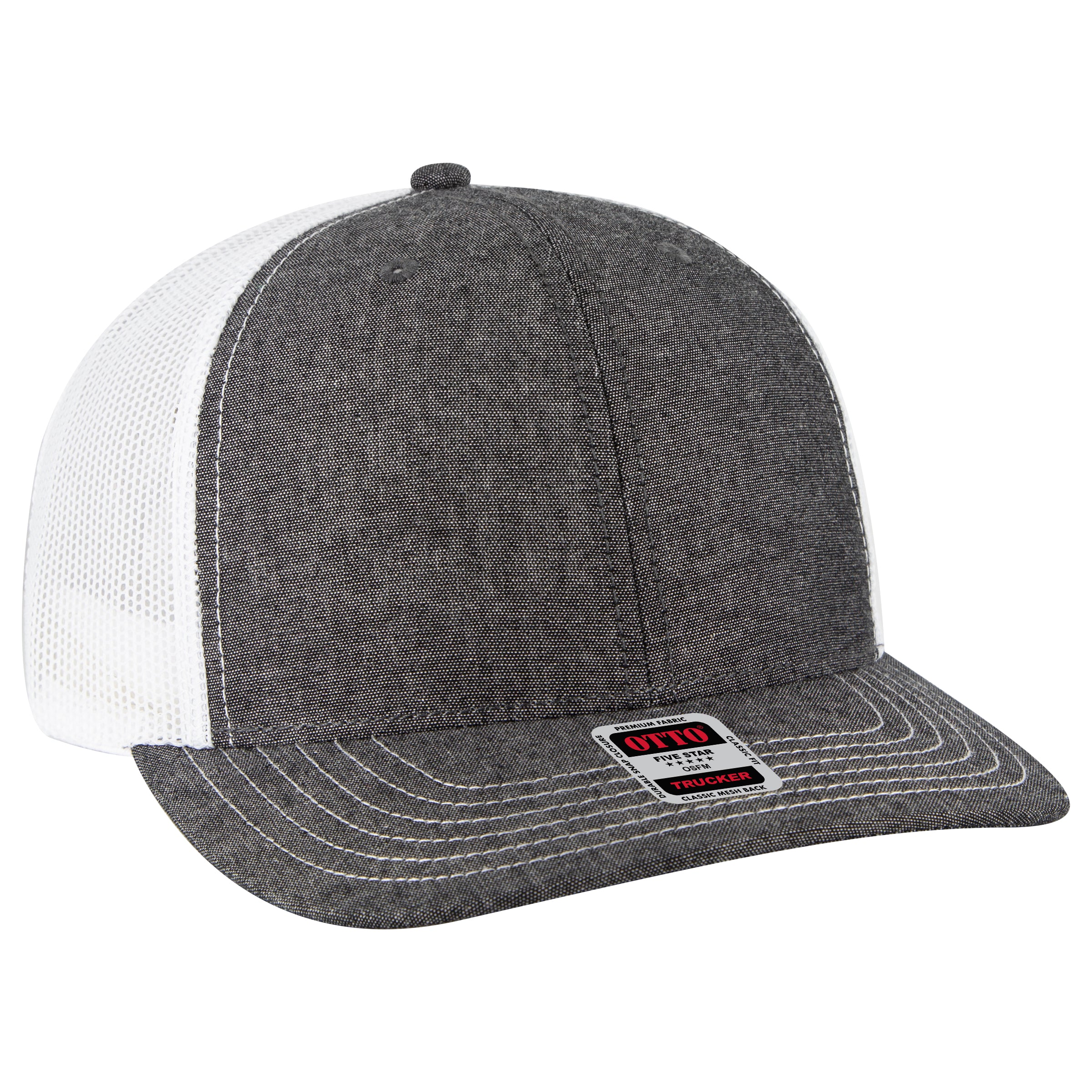 112-1 OTTO Cap 6 Panel Mid Profile Mesh Back Trucker Hat