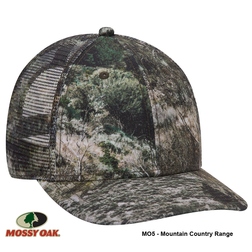 171-1292 OTTO CAP Mossy Oak Camouflage Superior Polyester Twill 6 Panel Low Profile Mesh Back Baseball Cap