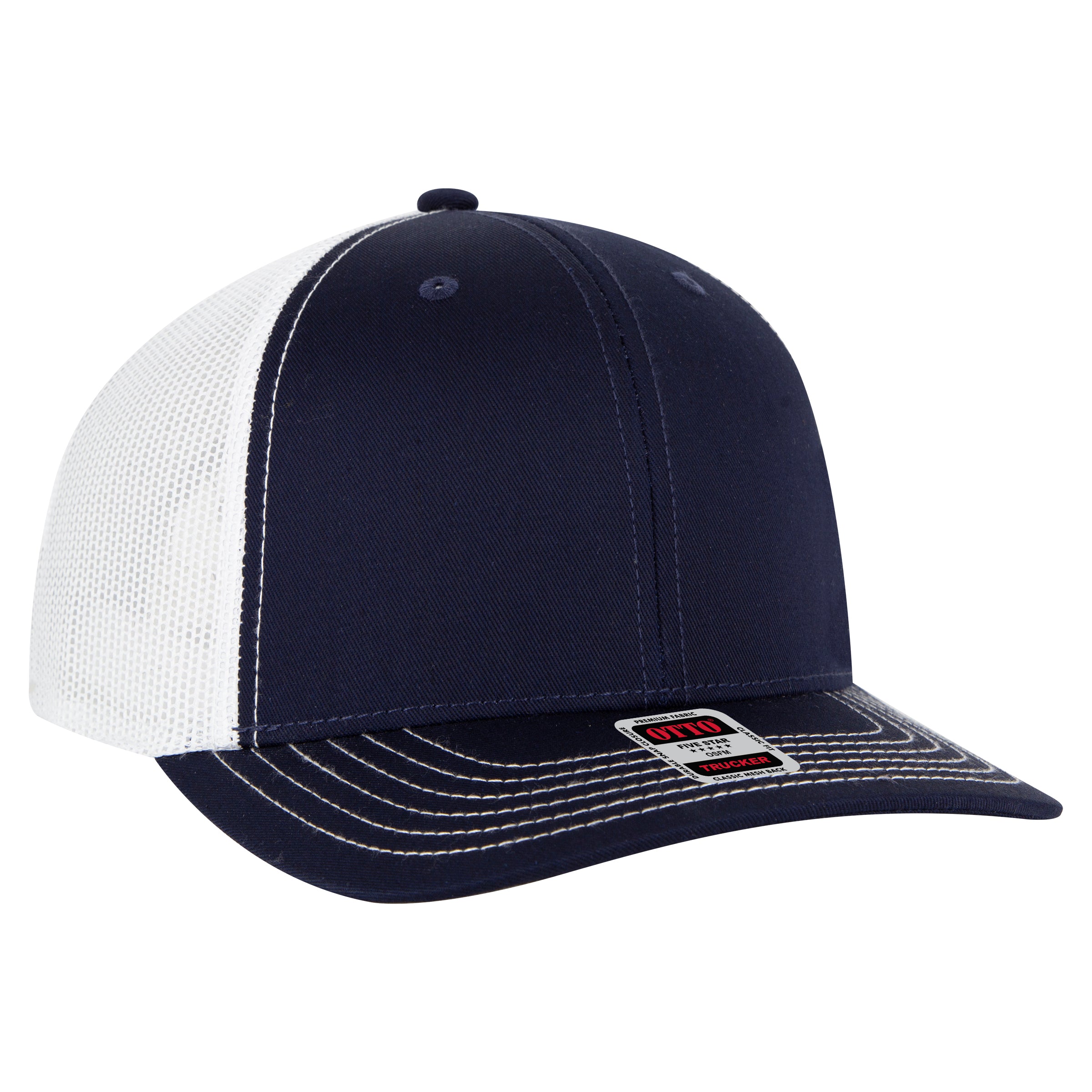 112-1 OTTO Cap 6 Panel Mid Profile Mesh Back Trucker Hat