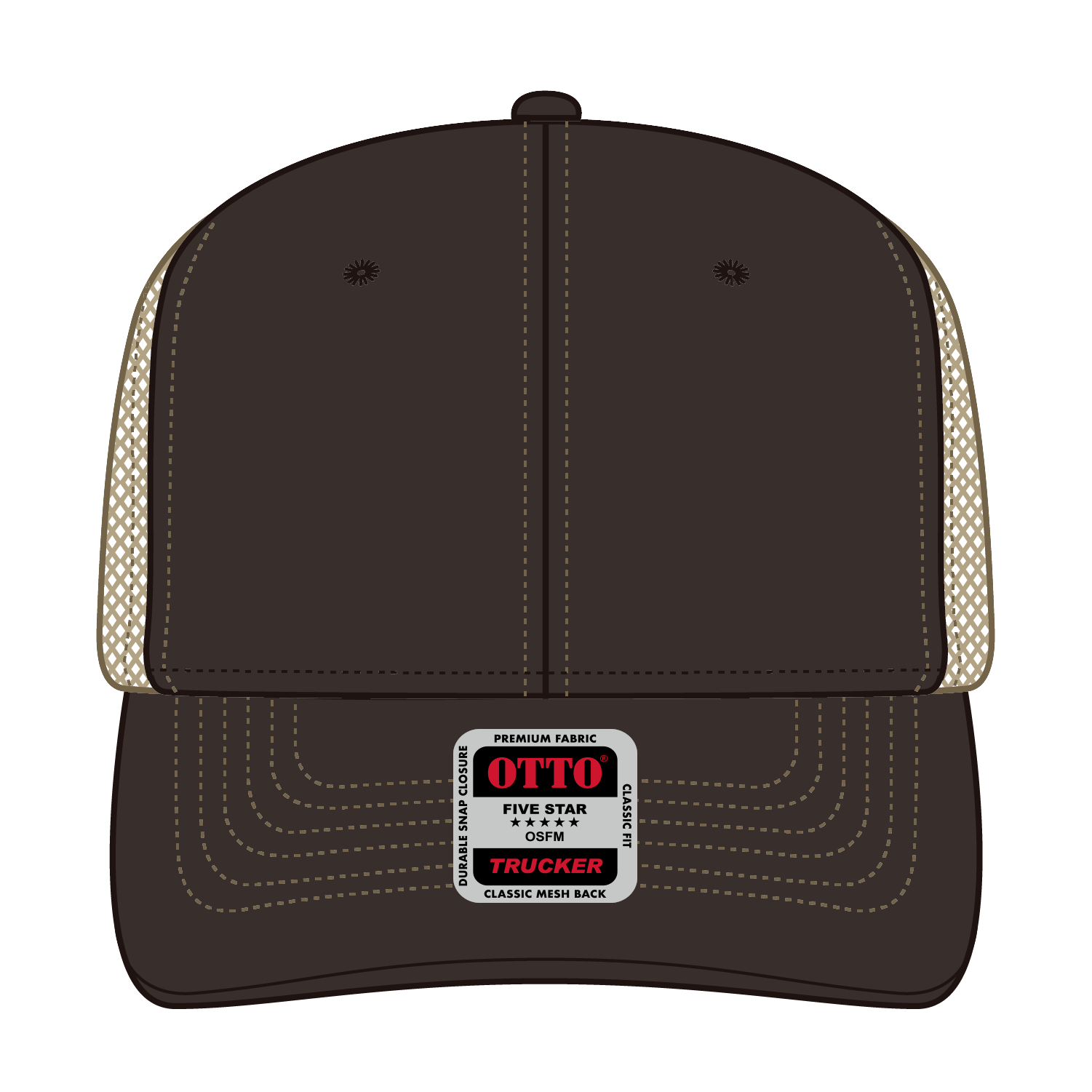 112-1 OTTO Cap 6 Panel Mid Profile Mesh Back Trucker Hat