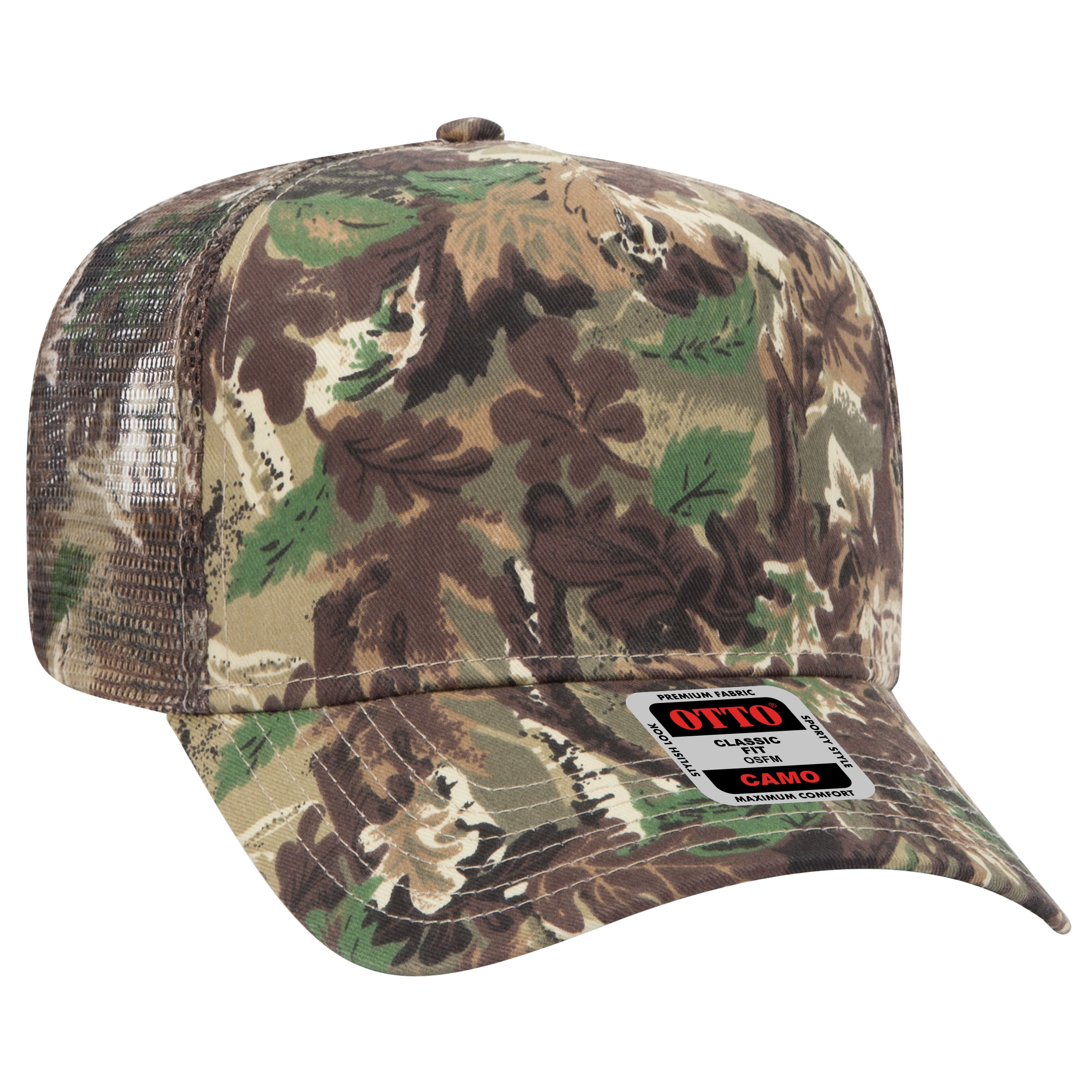 47-049 OTTO CAP Camouflage 5 Panel Mid Crown Mesh Back Trucker Hat