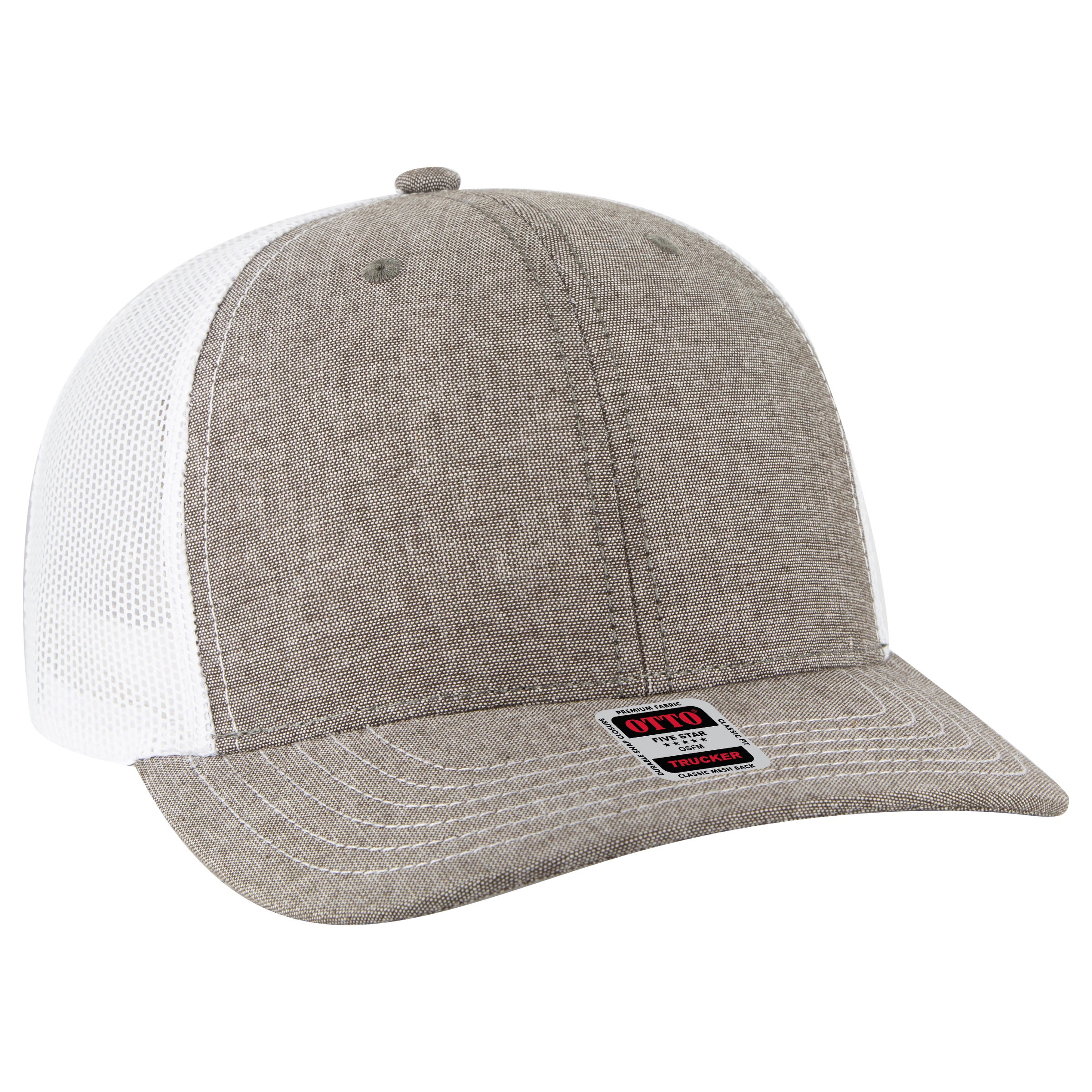 112-1 OTTO Cap 6 Panel Mid Profile Mesh Back Trucker Hat