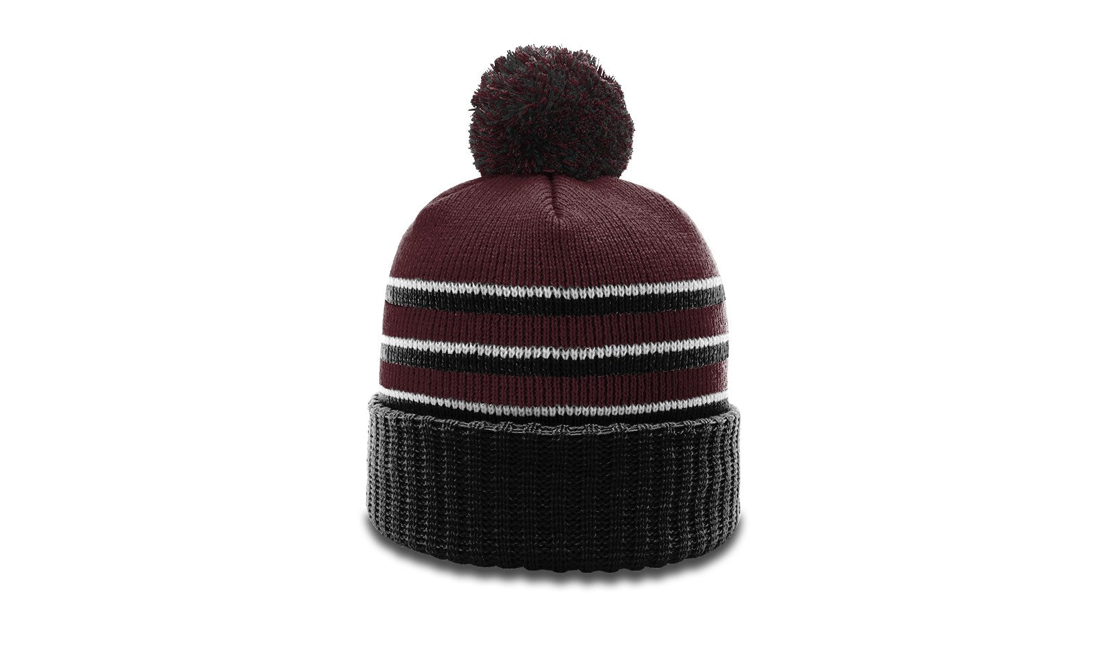 Richardson 134 Striped Beanie with Cuff &amp; Pom