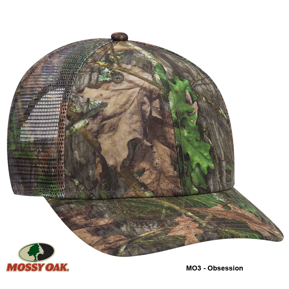 171-1292 OTTO CAP Mossy Oak Camouflage Superior Polyester Twill 6 Panel Low Profile Mesh Back Baseball Cap