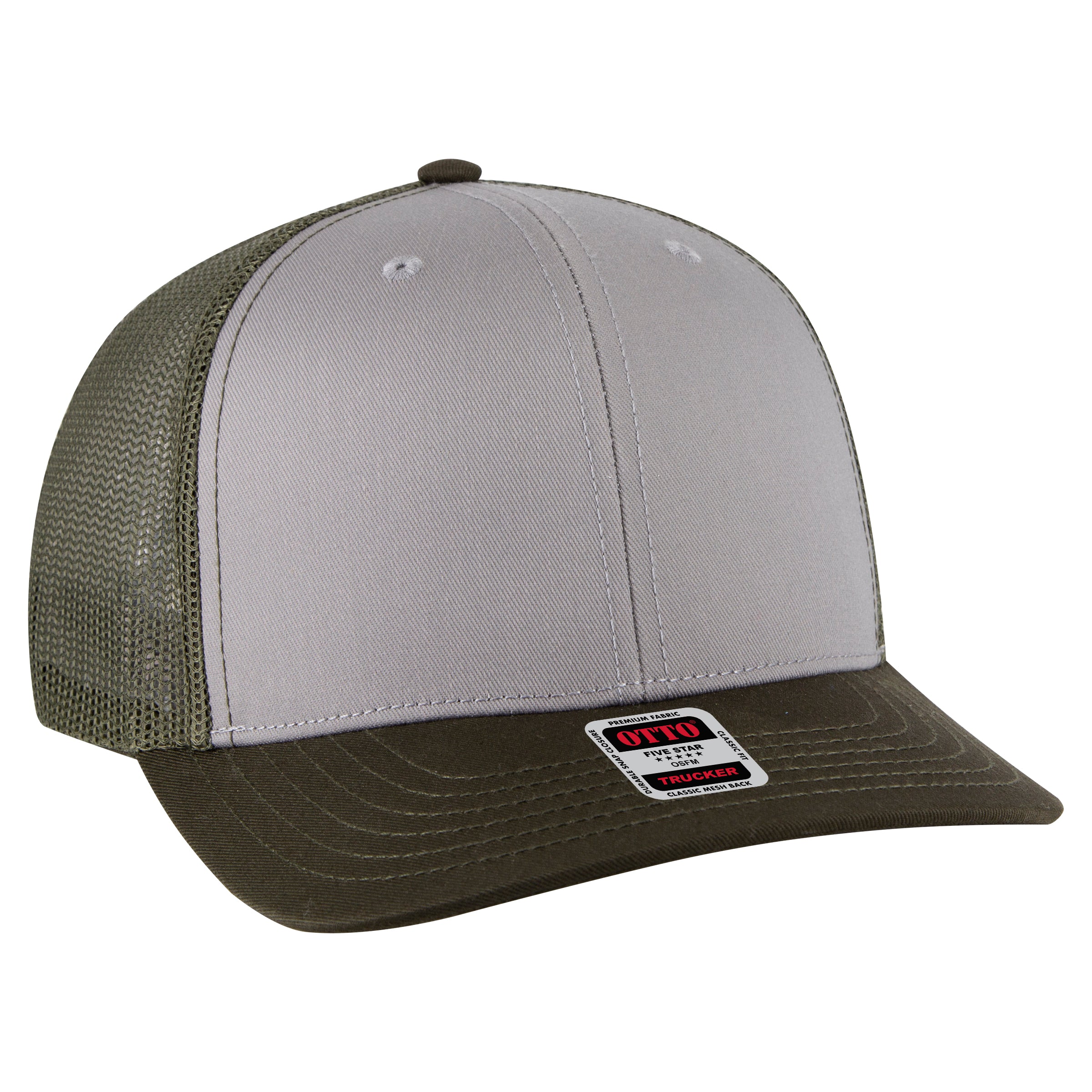112-1 OTTO Cap 6 Panel Mid Profile Mesh Back Trucker Hat