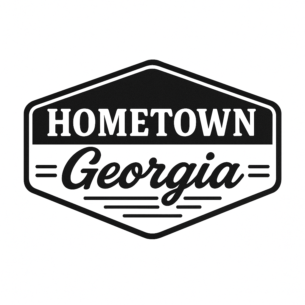 Hexagonal logo with 'Hometown Georgia' text on a white background