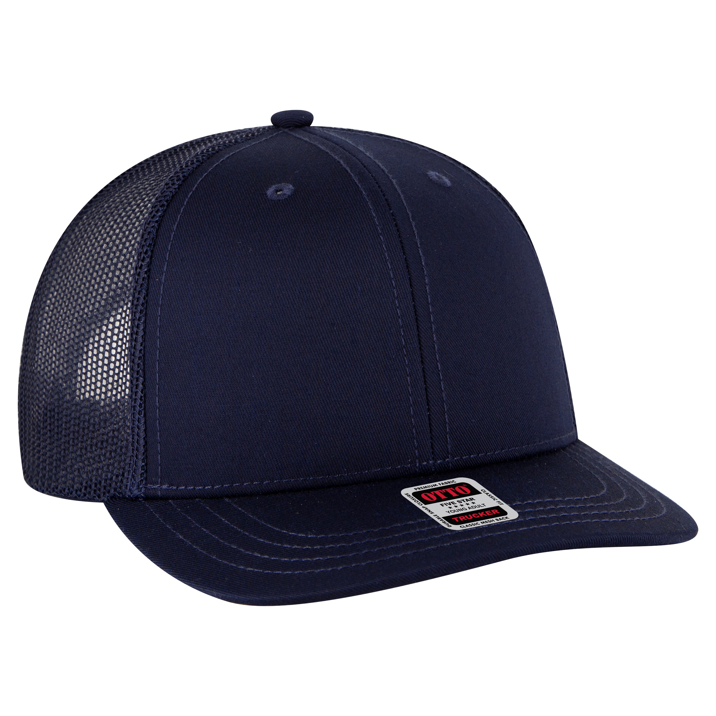 112-1 OTTO Cap 6 Panel Mid Profile Mesh Back Trucker Hat