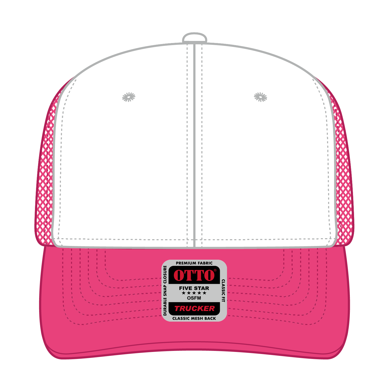 112-1 OTTO Cap 6 Panel Mid Profile Mesh Back Trucker Hat