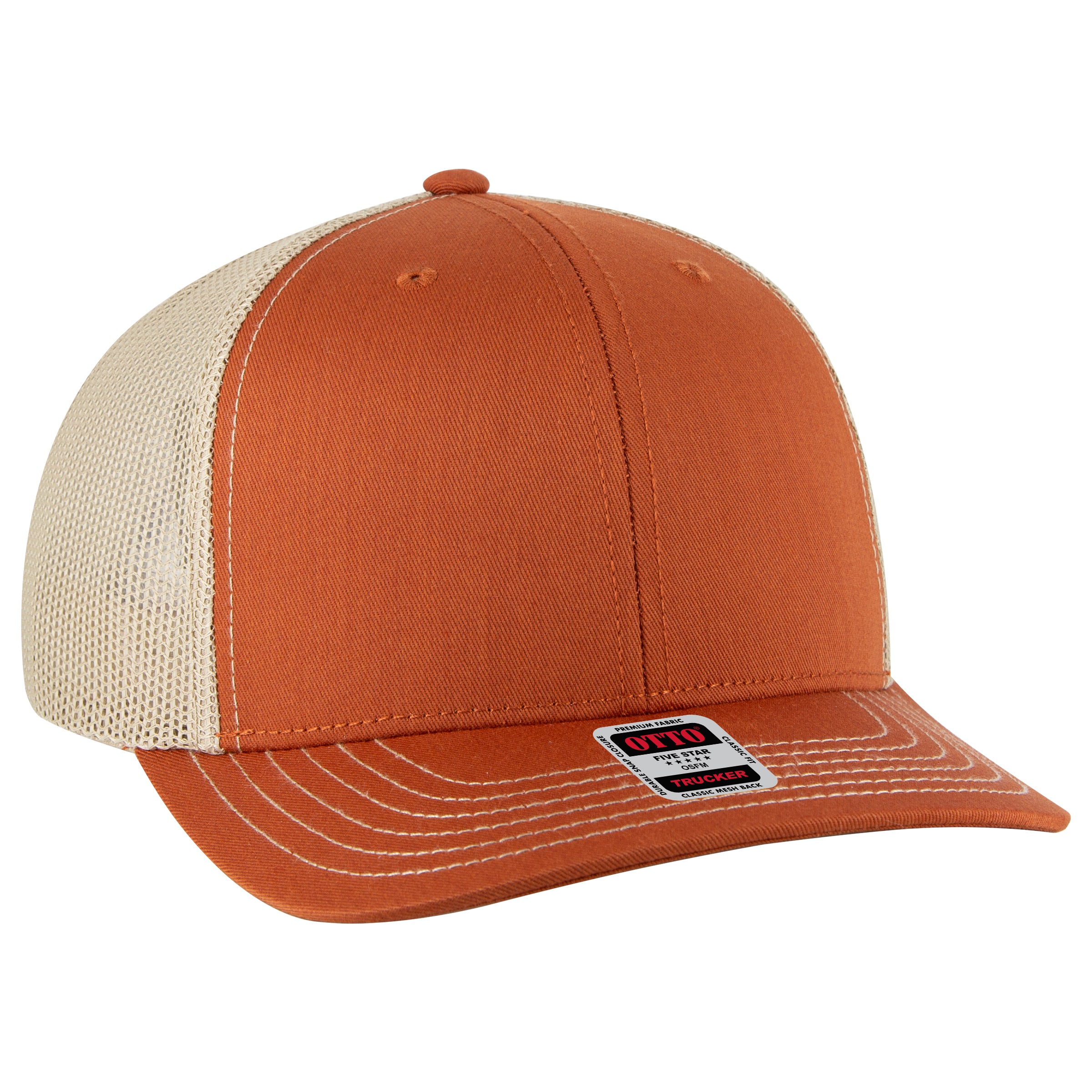 112-1 OTTO Cap 6 Panel Mid Profile Mesh Back Trucker Hat