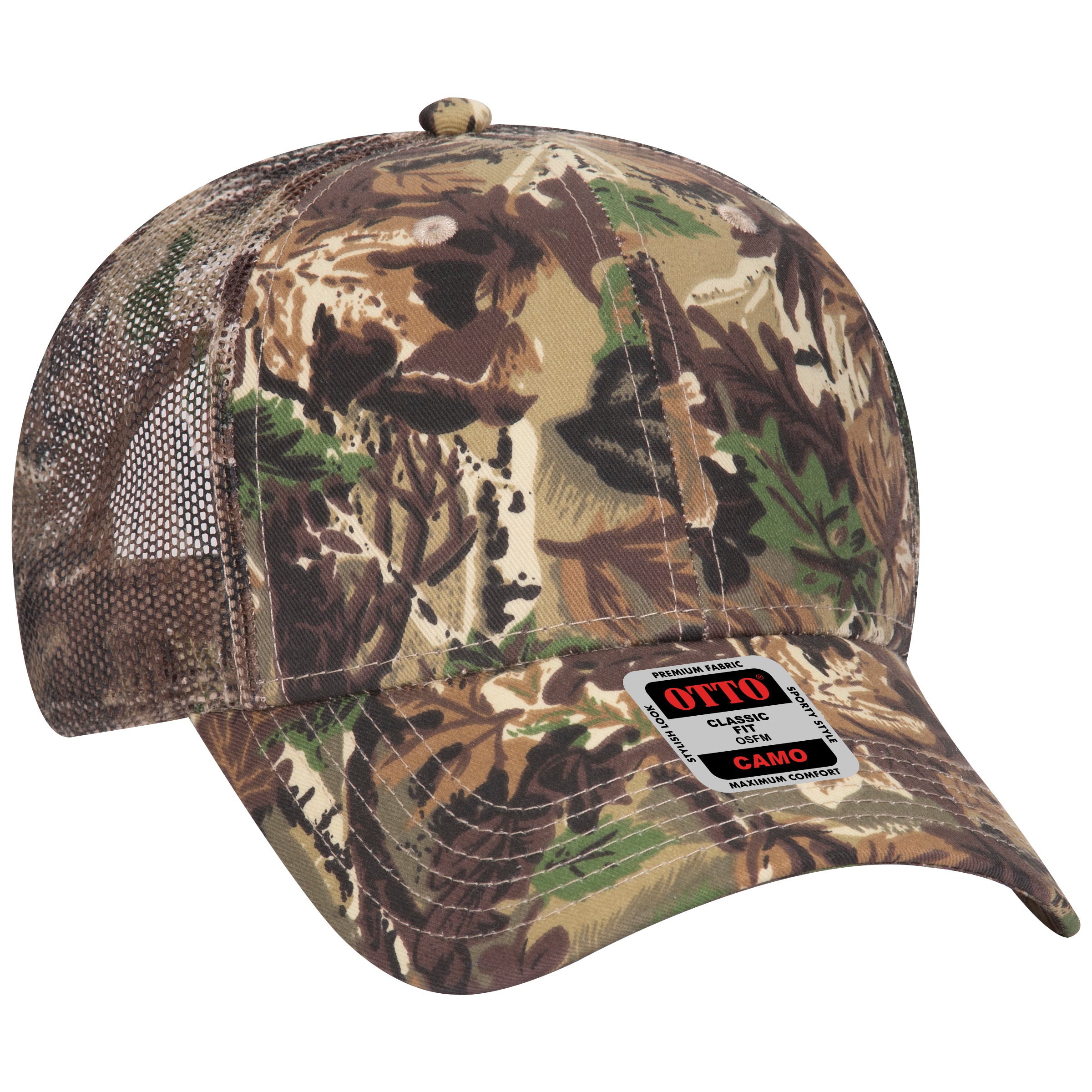 105-751 OTTO CAP Camouflage 6 Panel Low Profile Mesh Back Trucker Hat