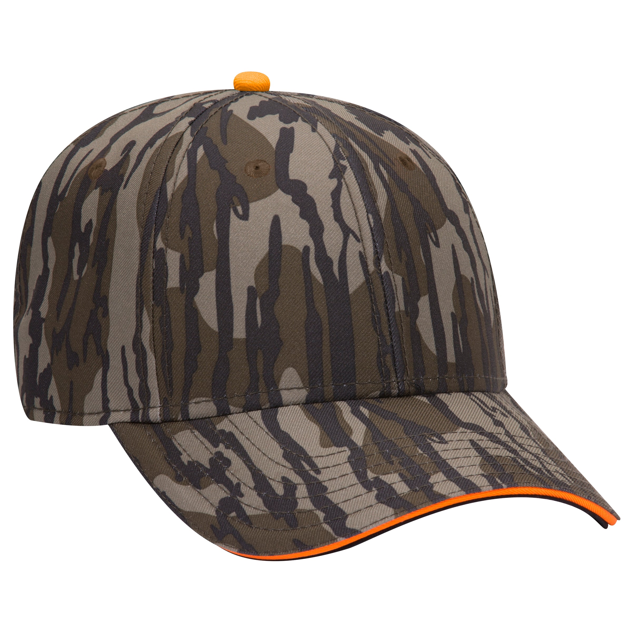 171-1294 OTTO CAP Mossy Oak Camouflage Superior Polyester Twill Sandwich Visor 6 Panel Low Profile Baseball