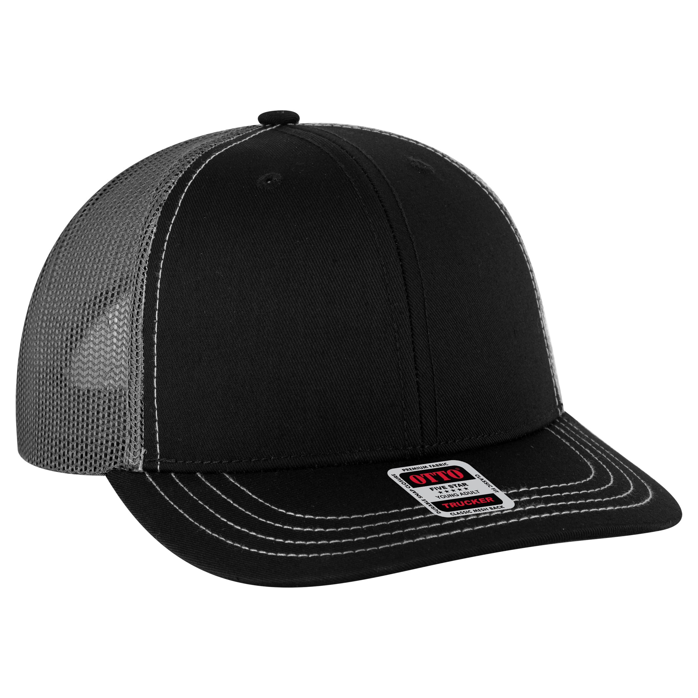 112-1 OTTO Cap 6 Panel Mid Profile Mesh Back Trucker Hat