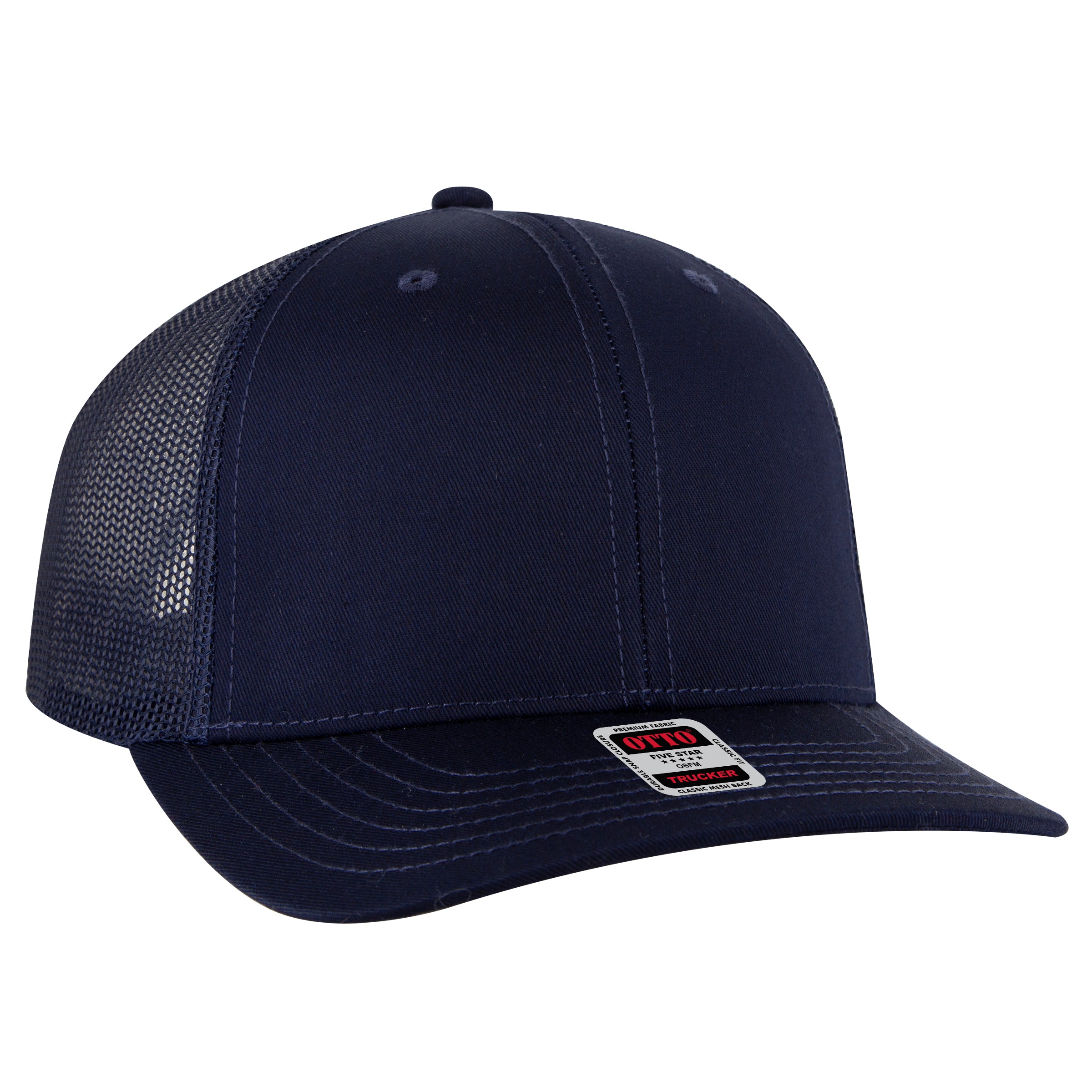 112-1 OTTO Cap 6 Panel Mid Profile Mesh Back Trucker Hat