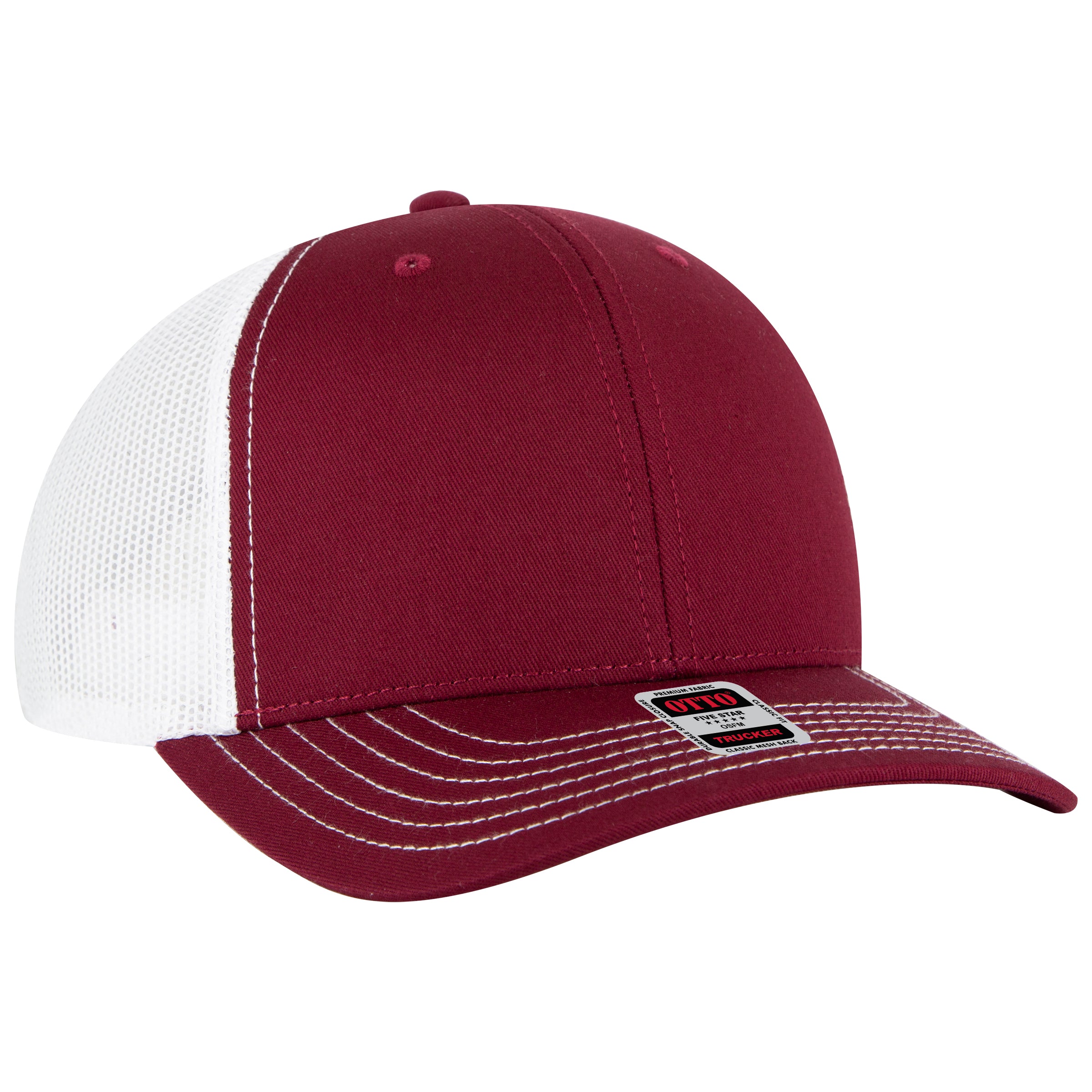 112-1 OTTO Cap 6 Panel Mid Profile Mesh Back Trucker Hat