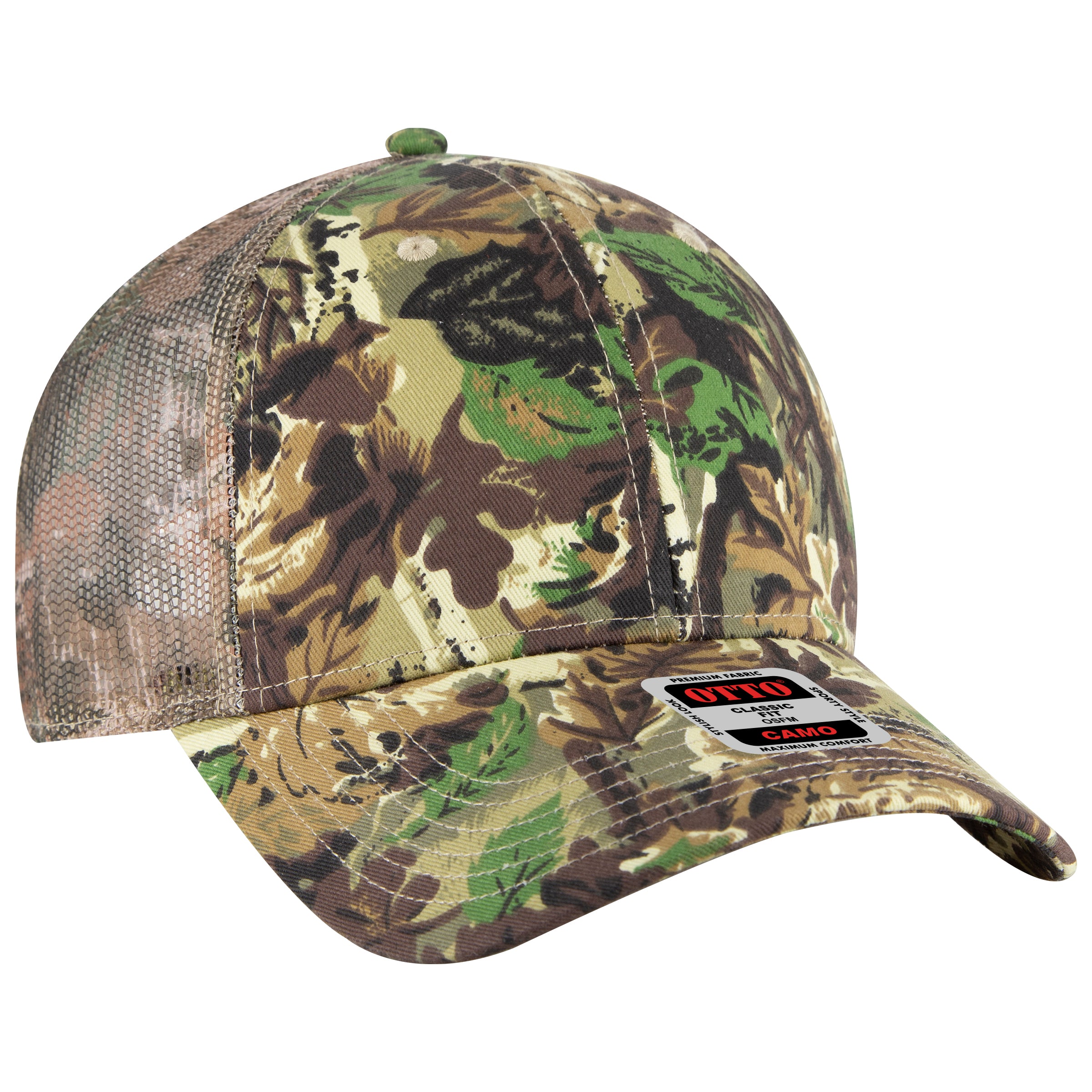 105-1247 OTTO CAP Camouflage 6 Panel Low Profile Mesh Back Trucker Hat