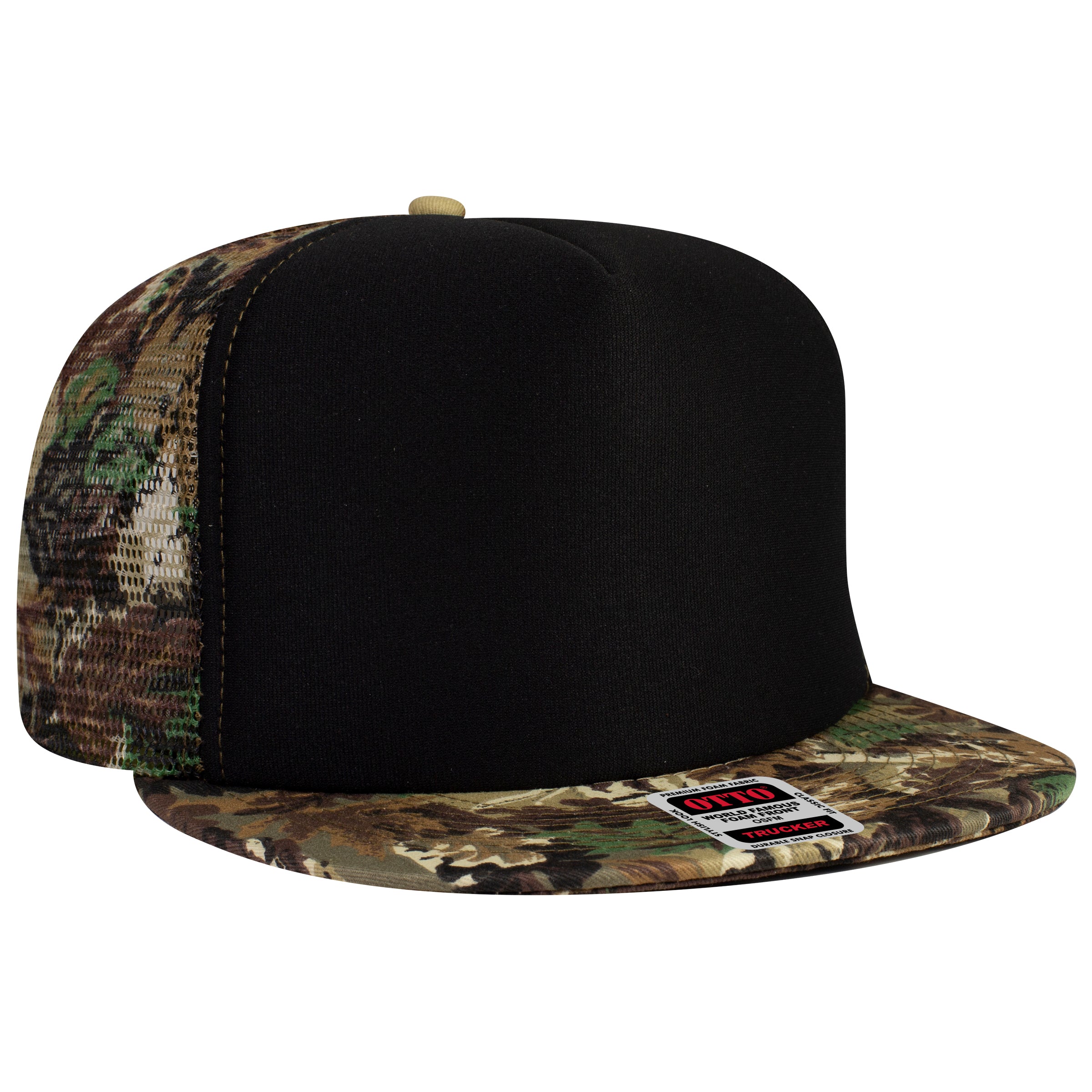 132-1037 OTTO CAP "OTTO SNAP" 5 Panel High Crown Mesh Back Trucker Snapback Hat