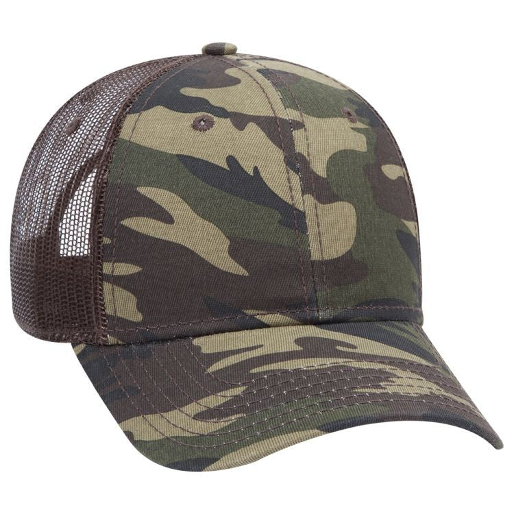 105-1247 OTTO CAP Camouflage 6 Panel Low Profile Mesh Back Trucker Hat